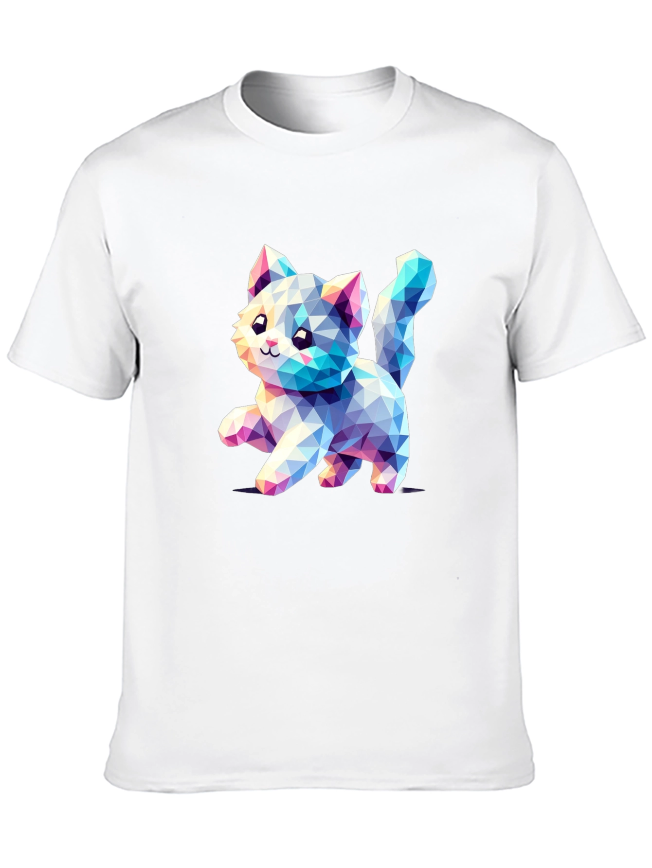 Geometric Kitten Black T-Shirt