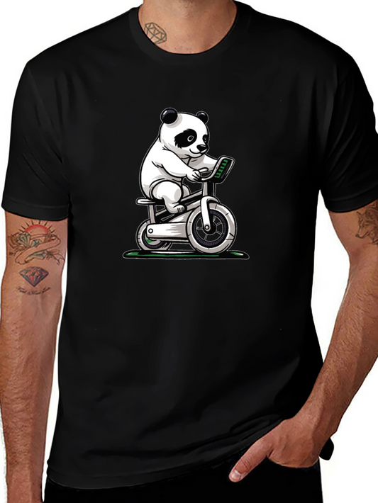 Panda on Exercise Bike Graphic T-Shirt