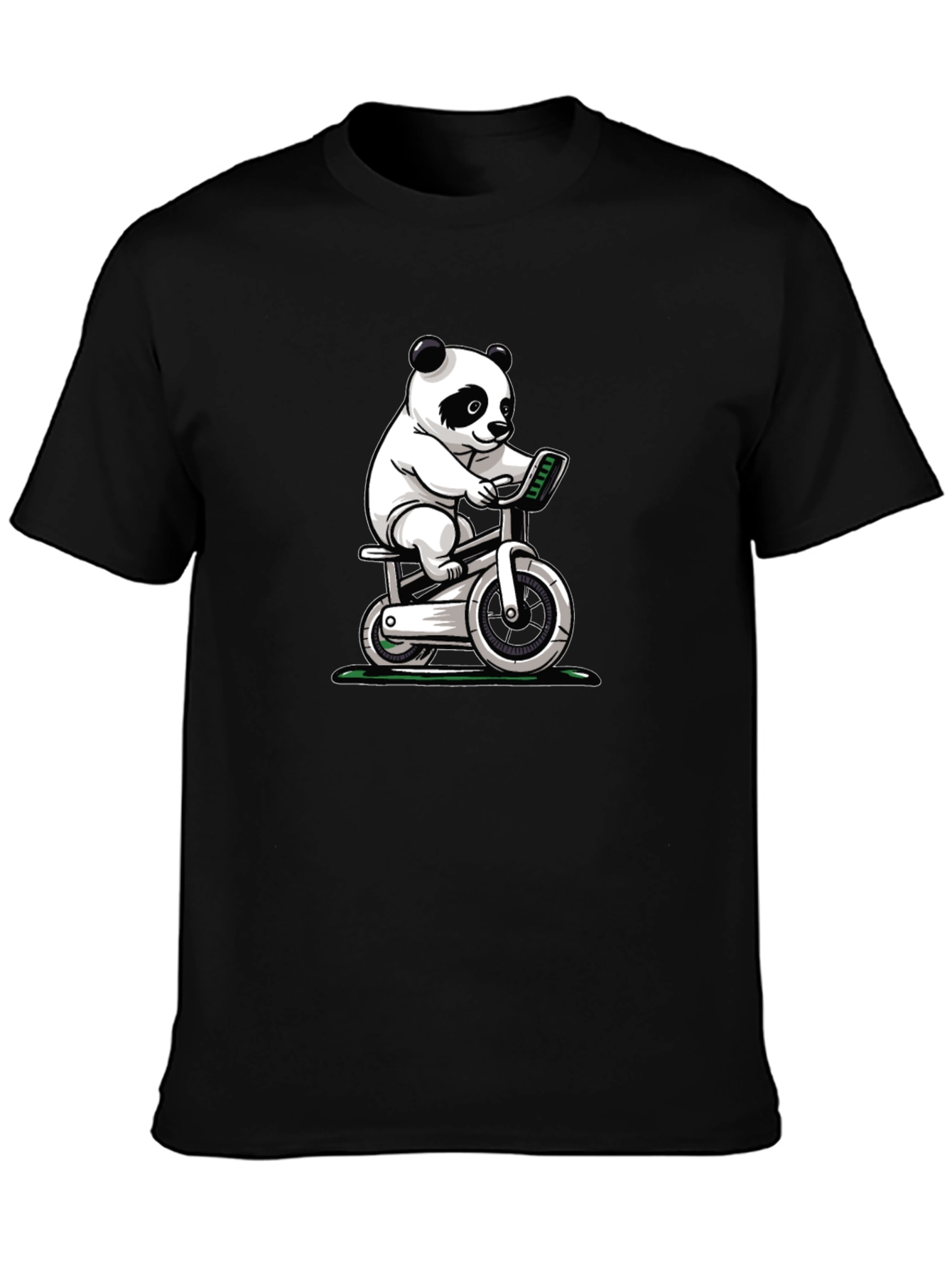 Panda on Exercise Bike Graphic T-Shirt