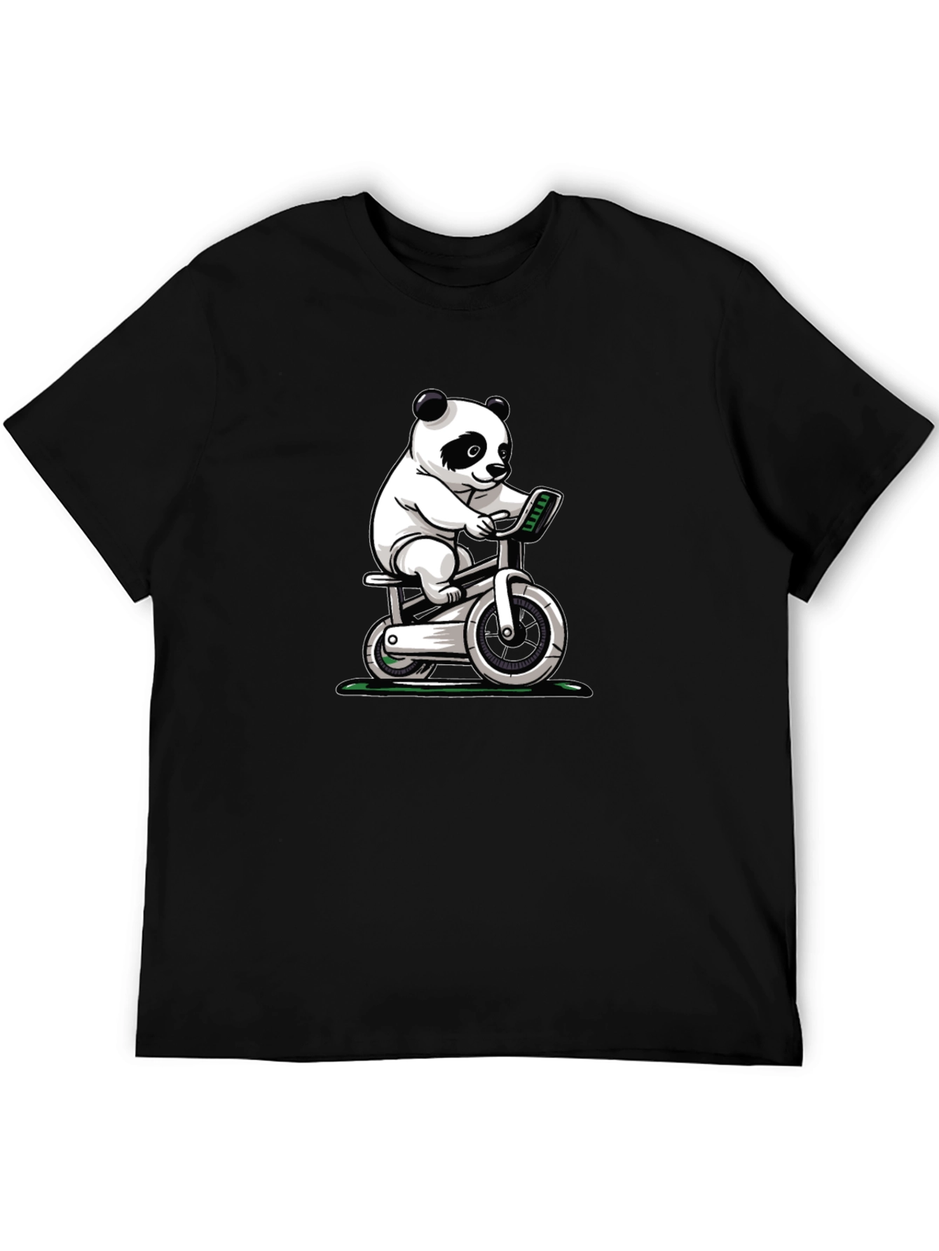 Panda on Exercise Bike Graphic T-Shirt