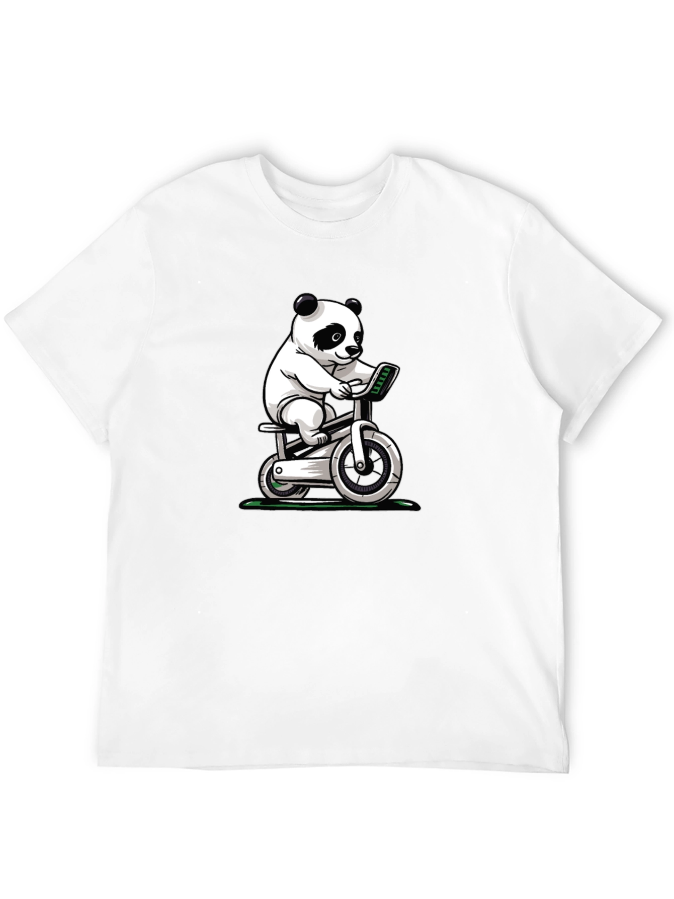 Panda on Exercise Bike Graphic T-Shirt