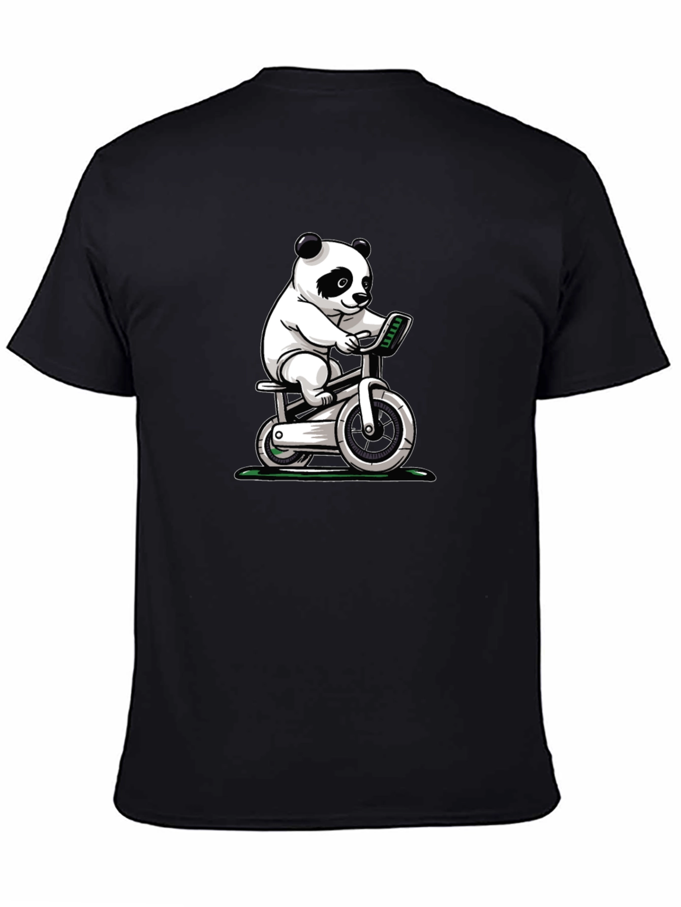 Panda on Exercise Bike Graphic T-Shirt