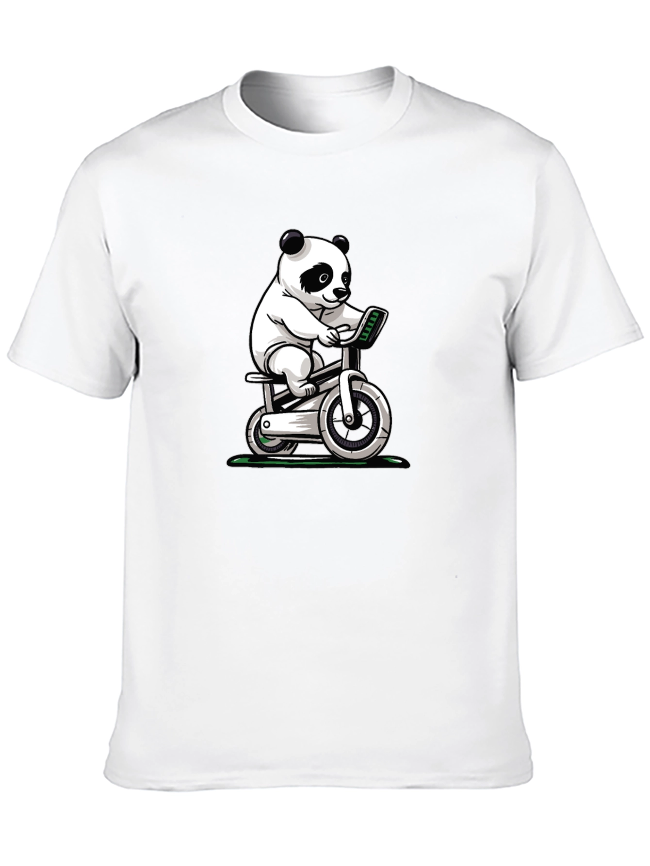 Panda on Exercise Bike Graphic T-Shirt
