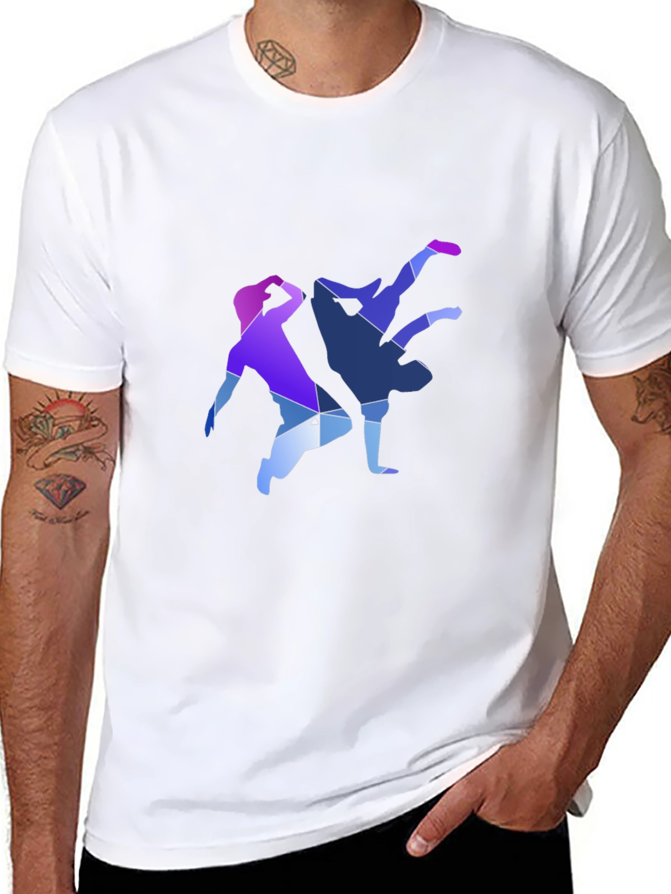 Geometric Breakdance Graphic Tee - Modern Dance Shirt