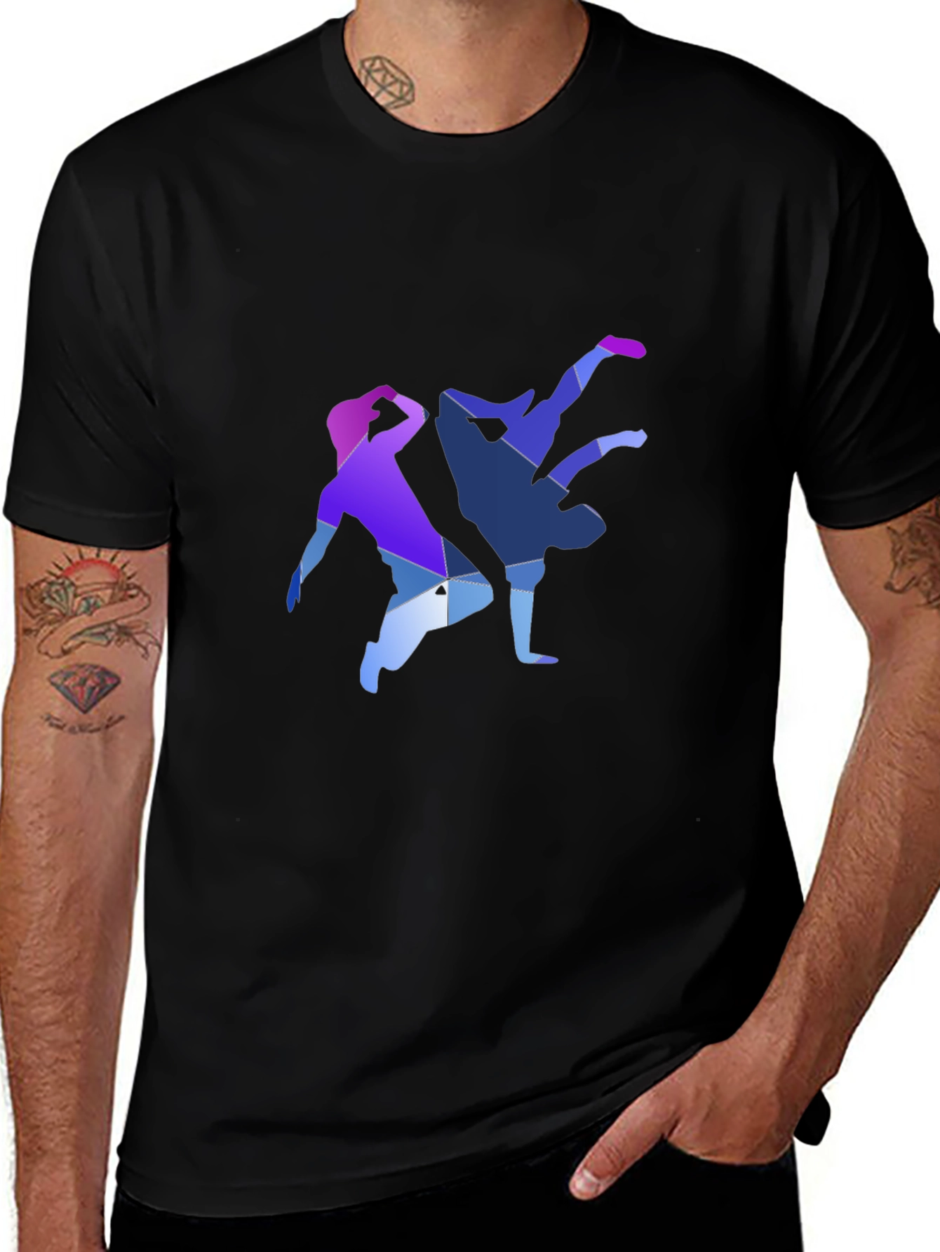 Geometric Breakdance Graphic Tee - Modern Dance Shirt