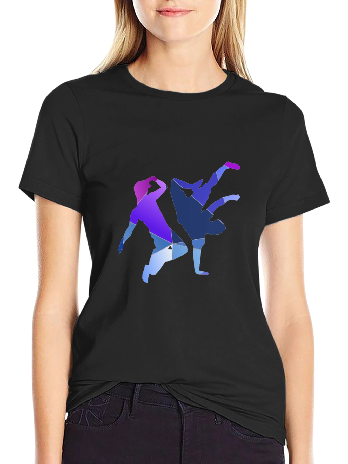 Geometric Breakdance Graphic Tee - Modern Dance Shirt