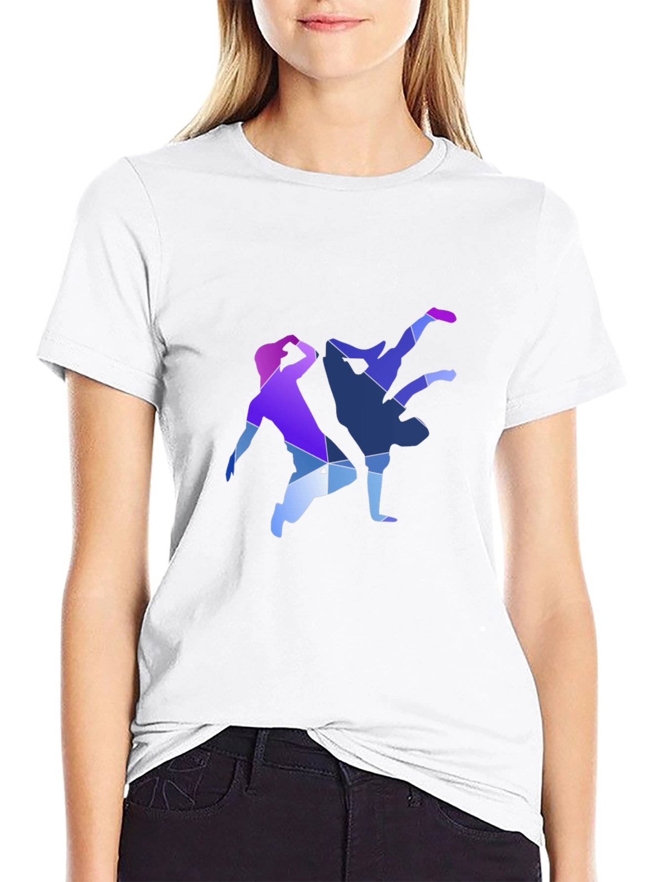 Geometric Breakdance Graphic Tee - Modern Dance Shirt