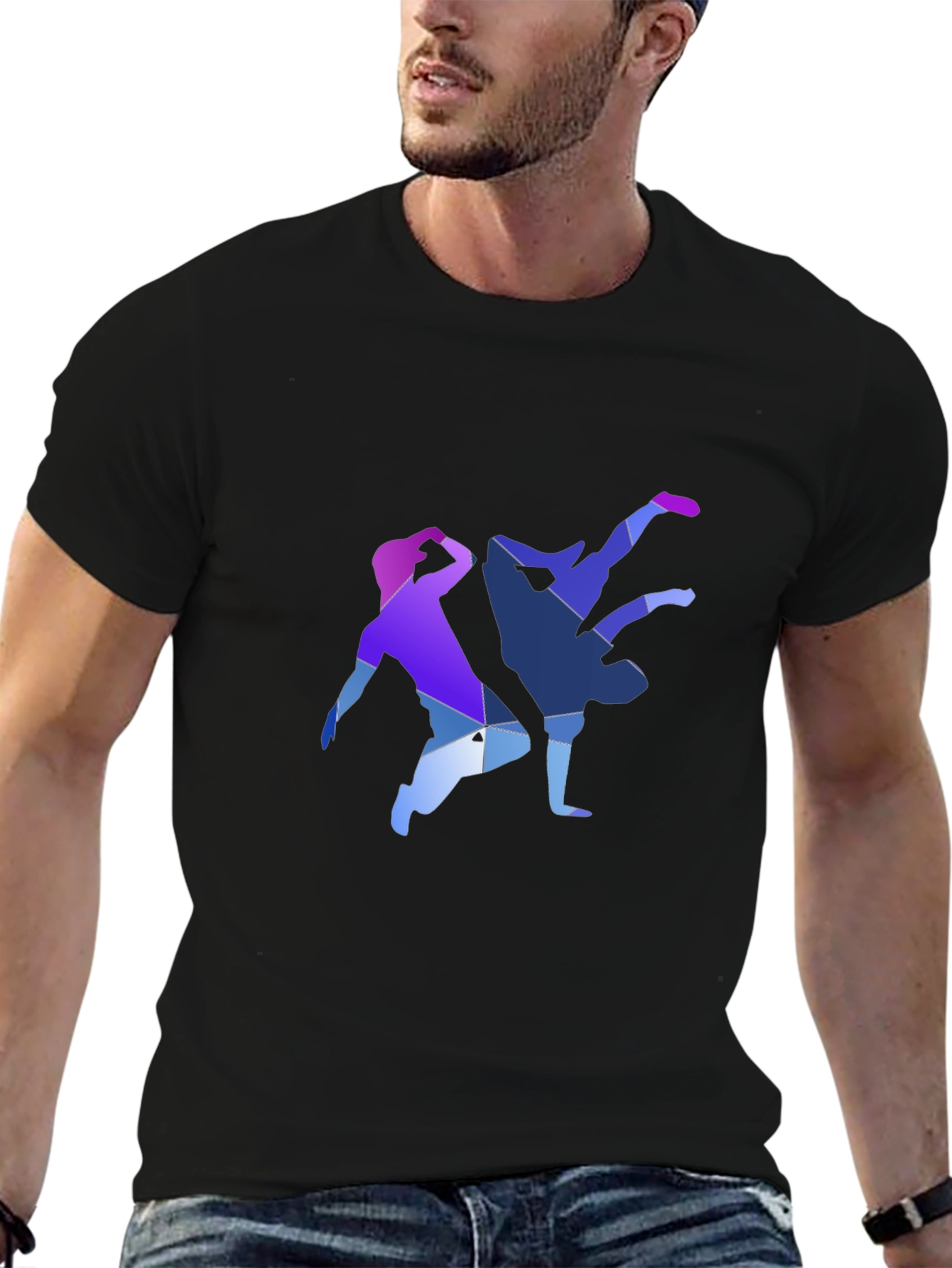 Geometric Breakdance Graphic Tee - Modern Dance Shirt