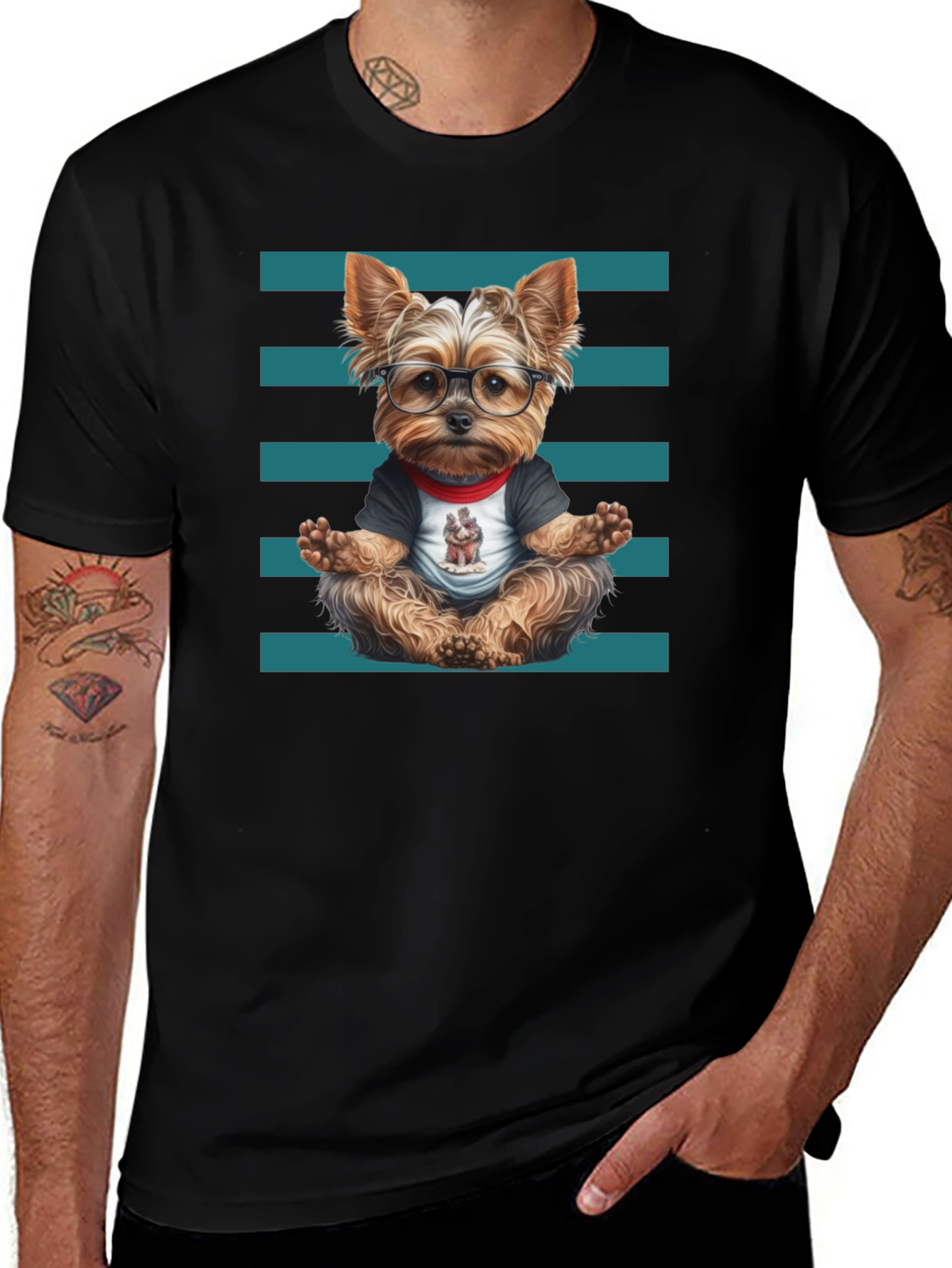 Yoga Dog T-Shirt - Meditating Yorkie Tee