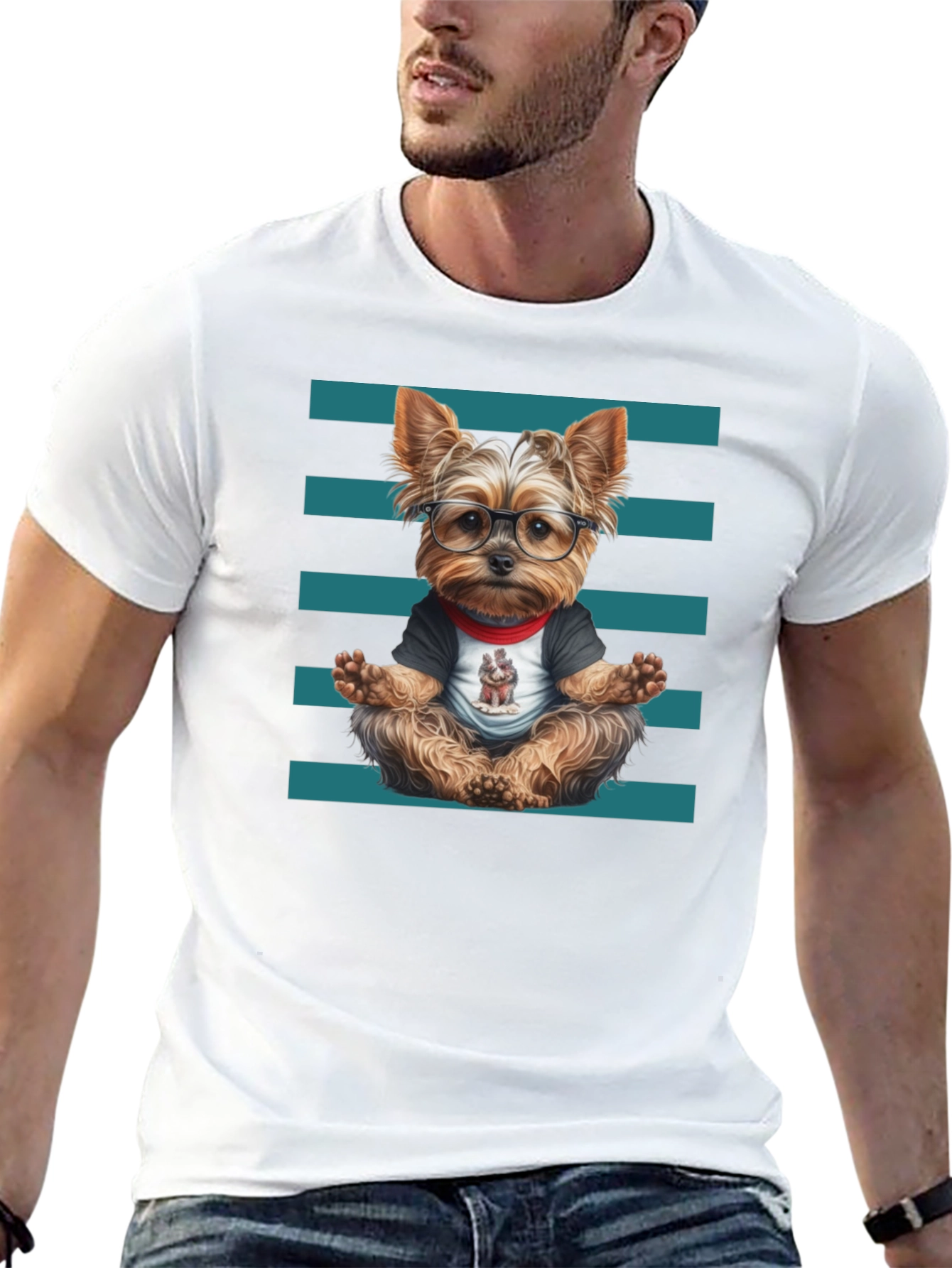 Yoga Dog T-Shirt - Meditating Yorkie Tee