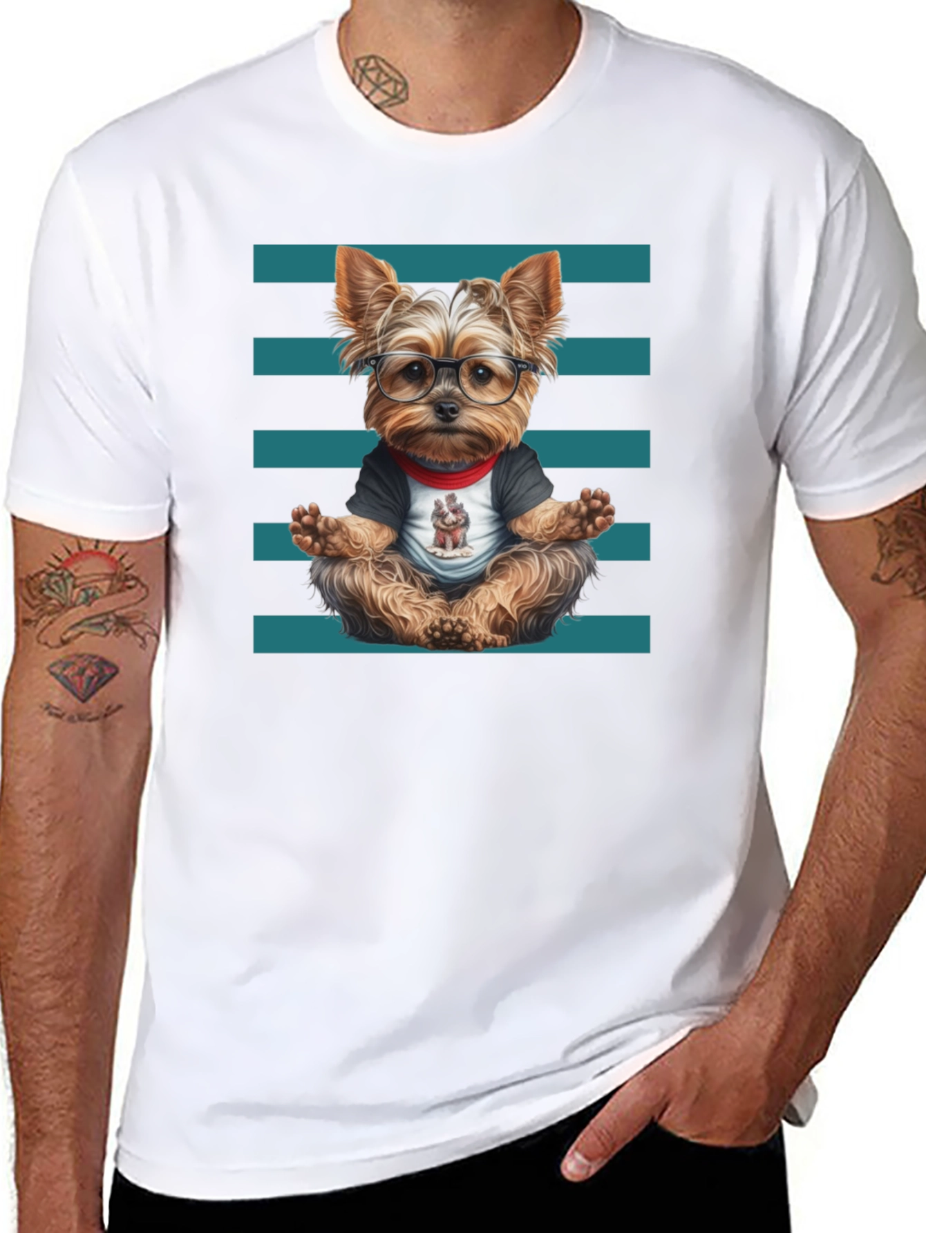 Yoga Dog T-Shirt - Meditating Yorkie Tee