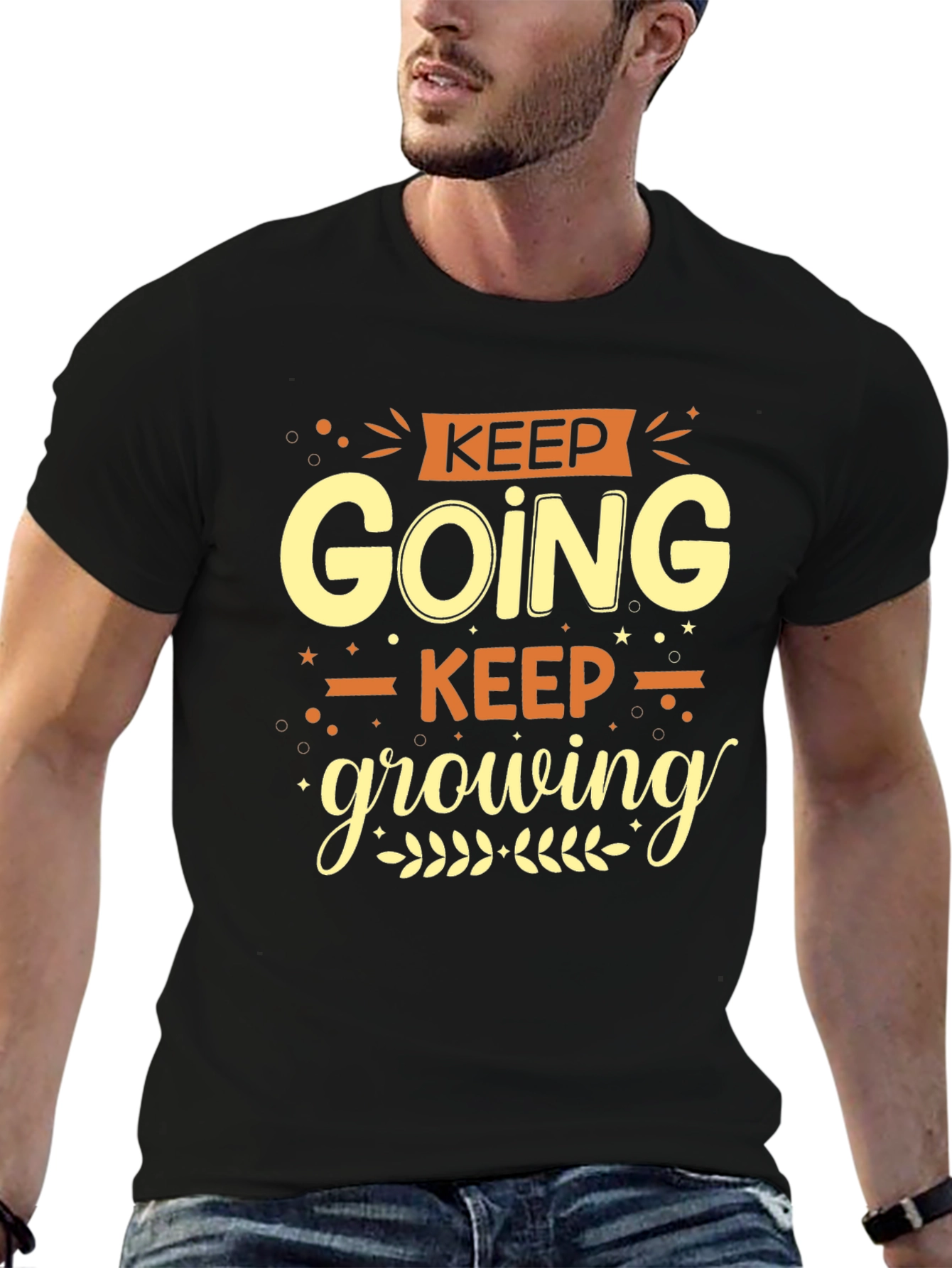 Keep Going Keep Growing Black Graphic Tee