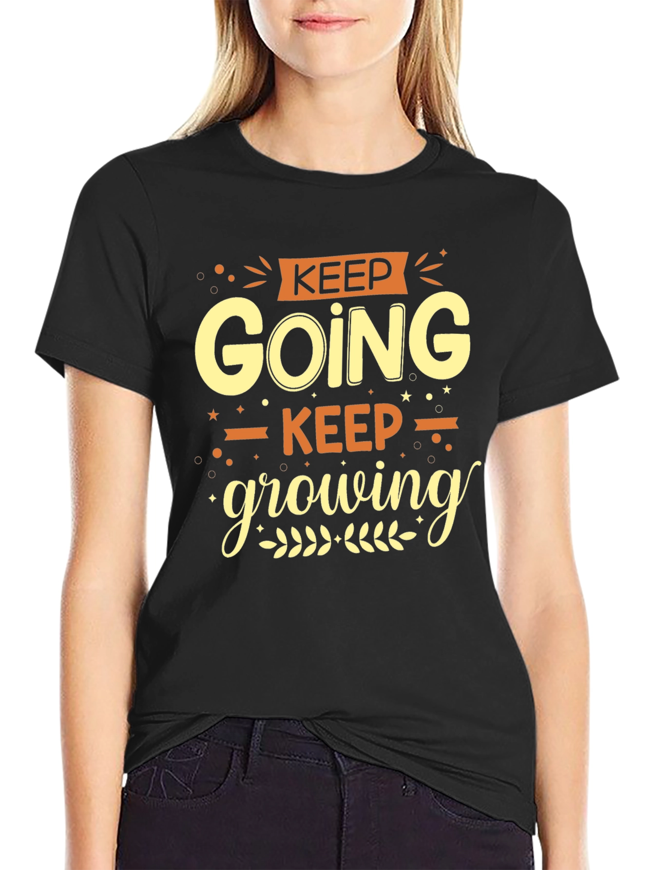 Keep Going Keep Growing Black Graphic Tee