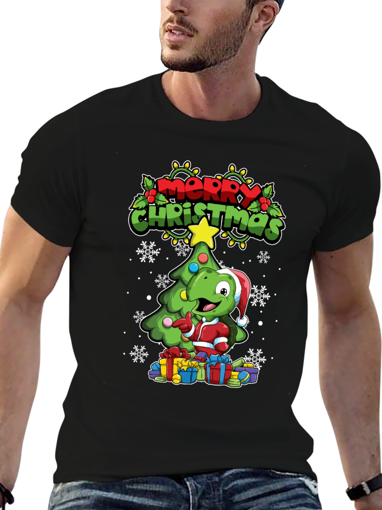 Festive Dino Christmas T-Shirt