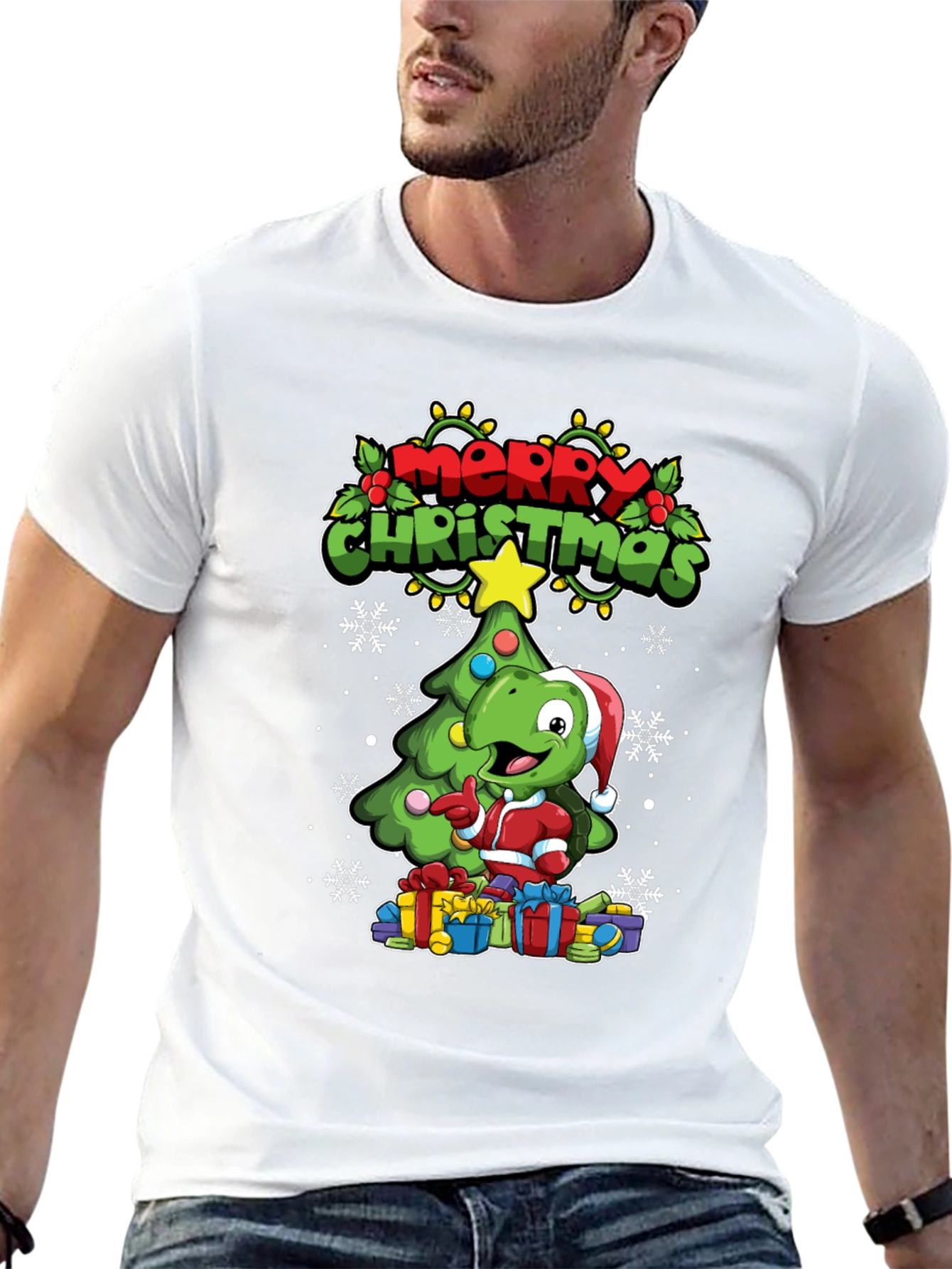 Festive Dino Christmas T-Shirt
