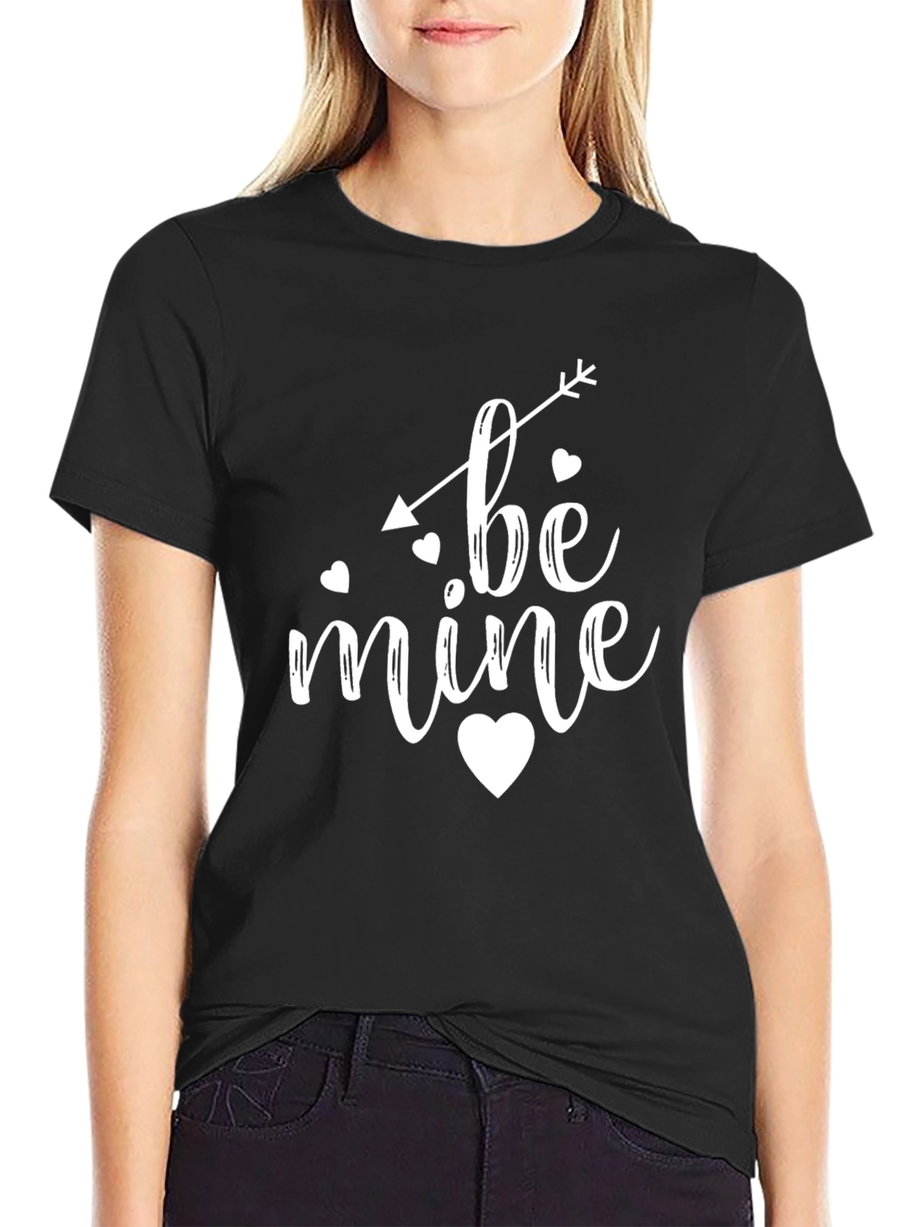 Be Mine Valentines Day Graphic Tee - Black