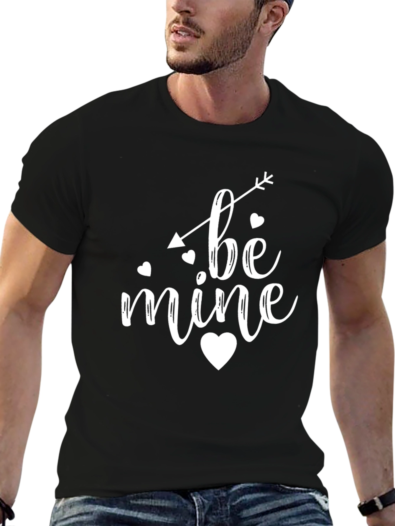 Be Mine Valentines Day Graphic Tee - Black