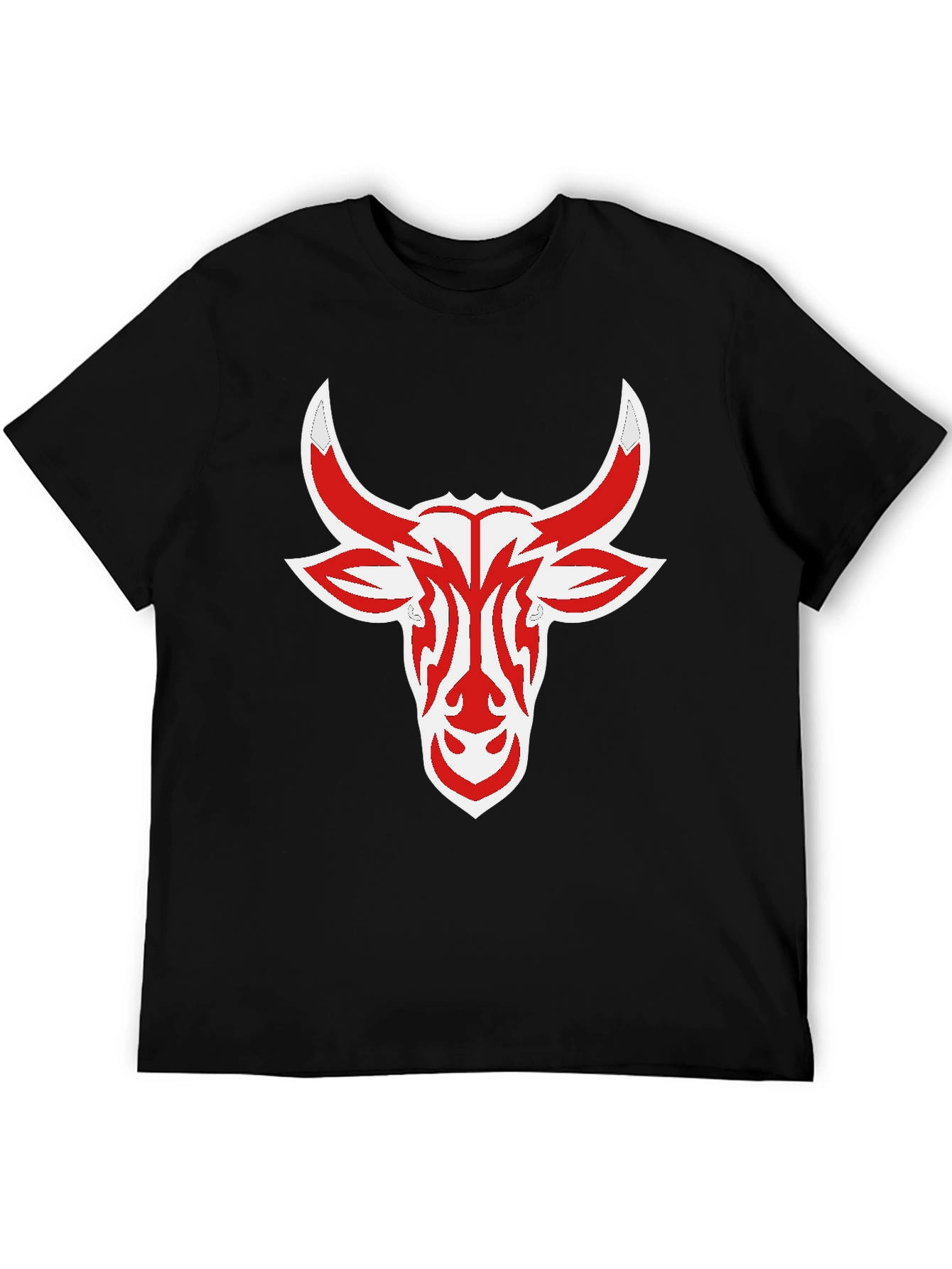 Black Tee with Red Bull Head Design