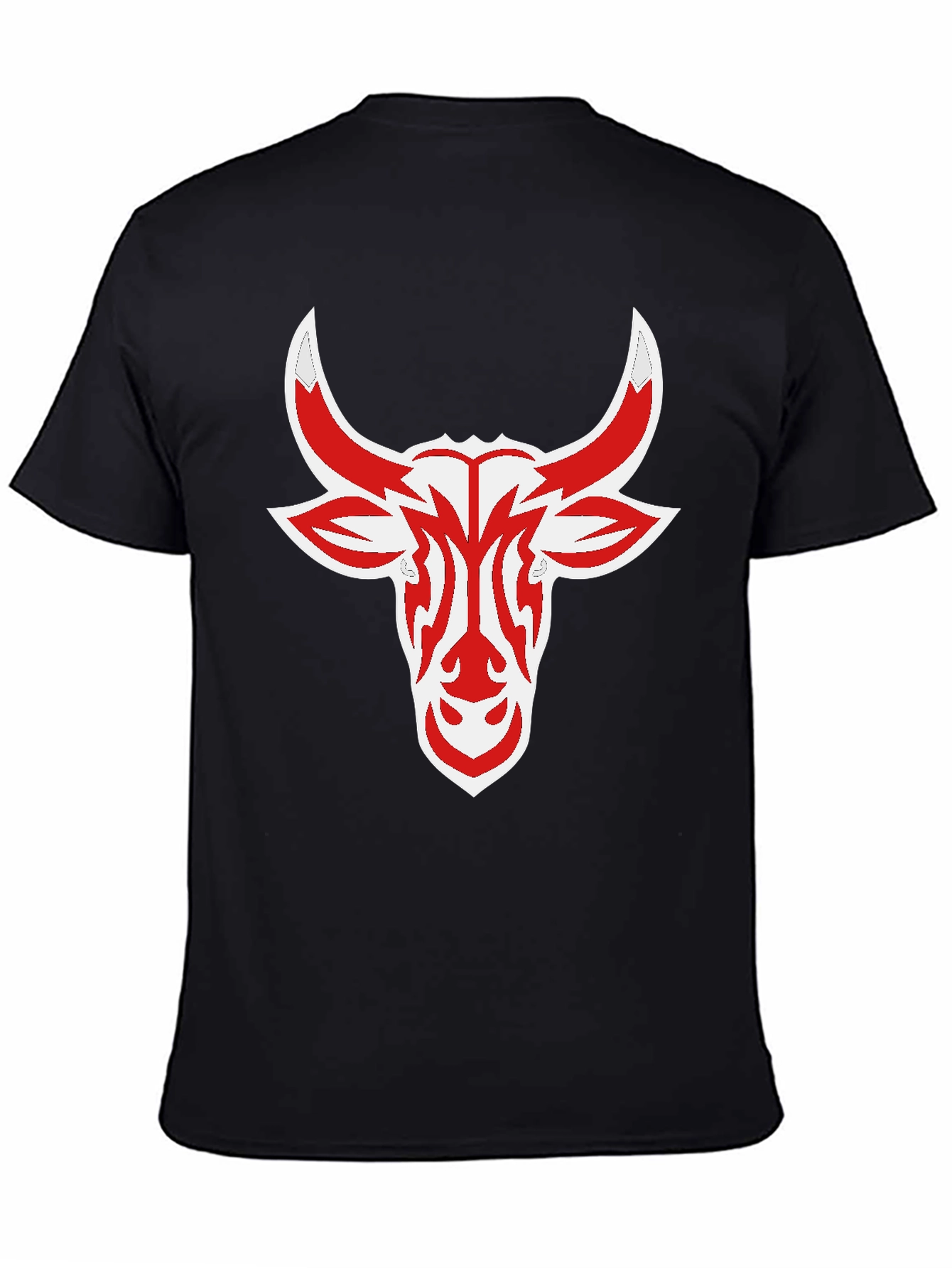 Black Tee with Red Bull Head Design