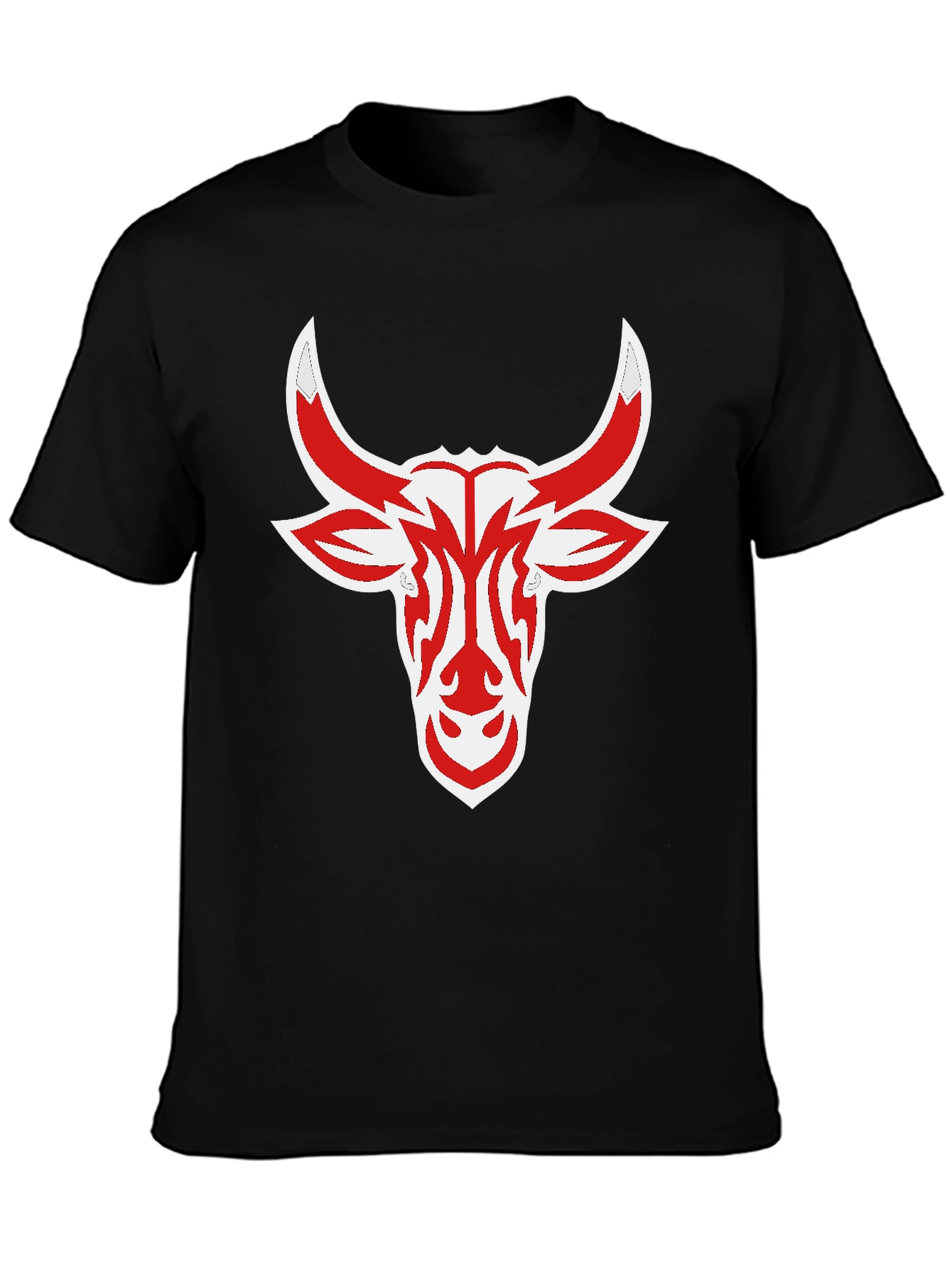Black Tee with Red Bull Head Design