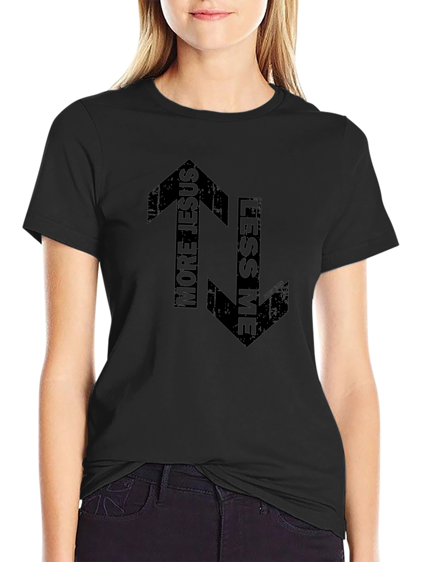 More Jesus Less Me Black Graphic T-Shirt