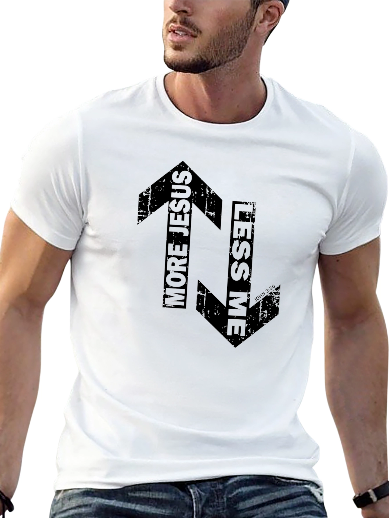 More Jesus Less Me Black Graphic T-Shirt