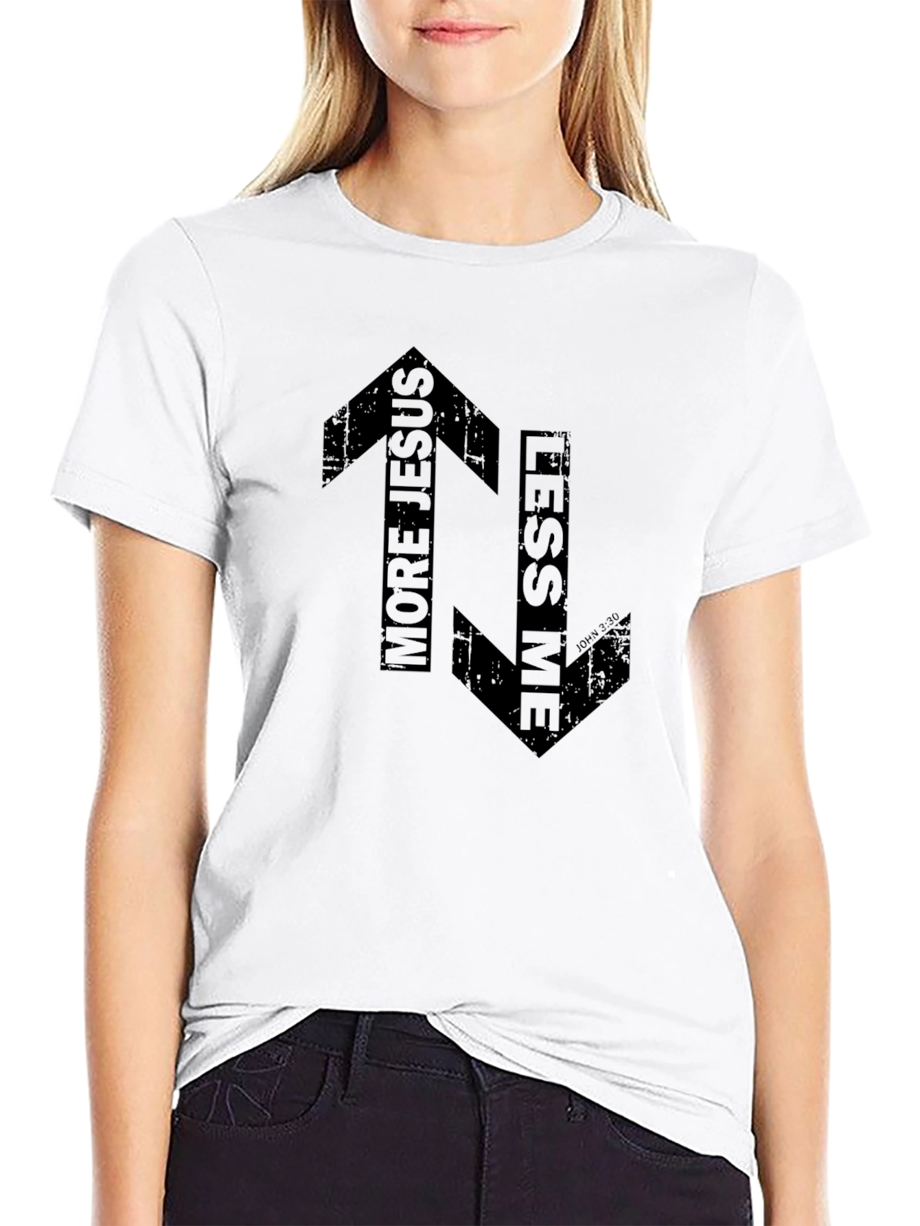 More Jesus Less Me Black Graphic T-Shirt