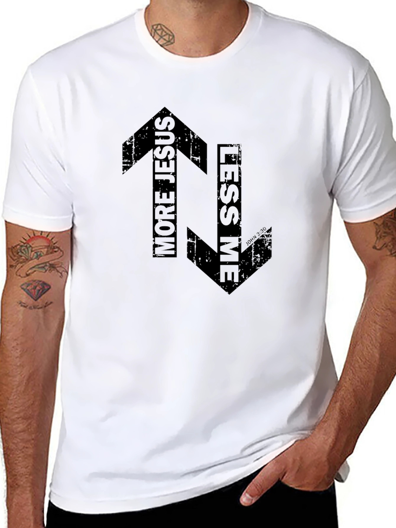 More Jesus Less Me Black Graphic T-Shirt
