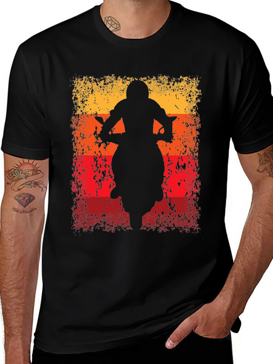 Retro Motorcycle Silhouette Graphic T-Shirt