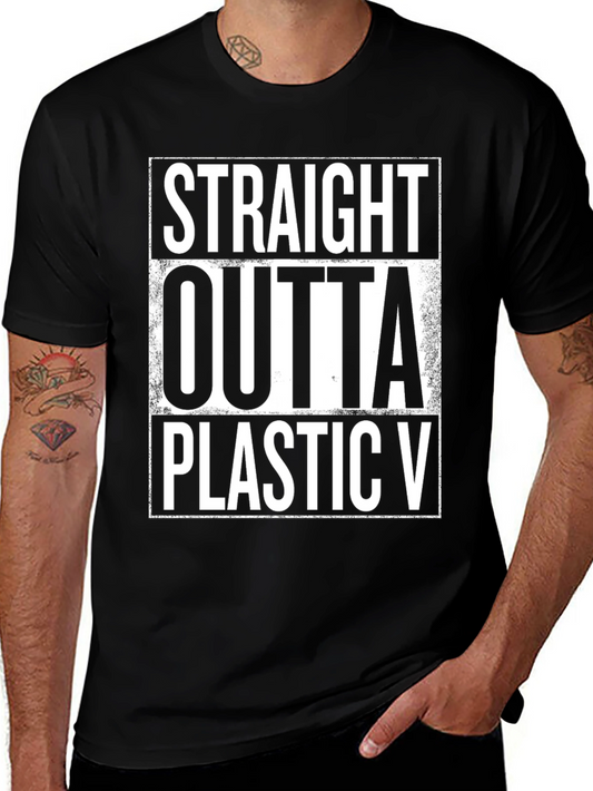 Straight Outta Plastic V Black Graphic Tee