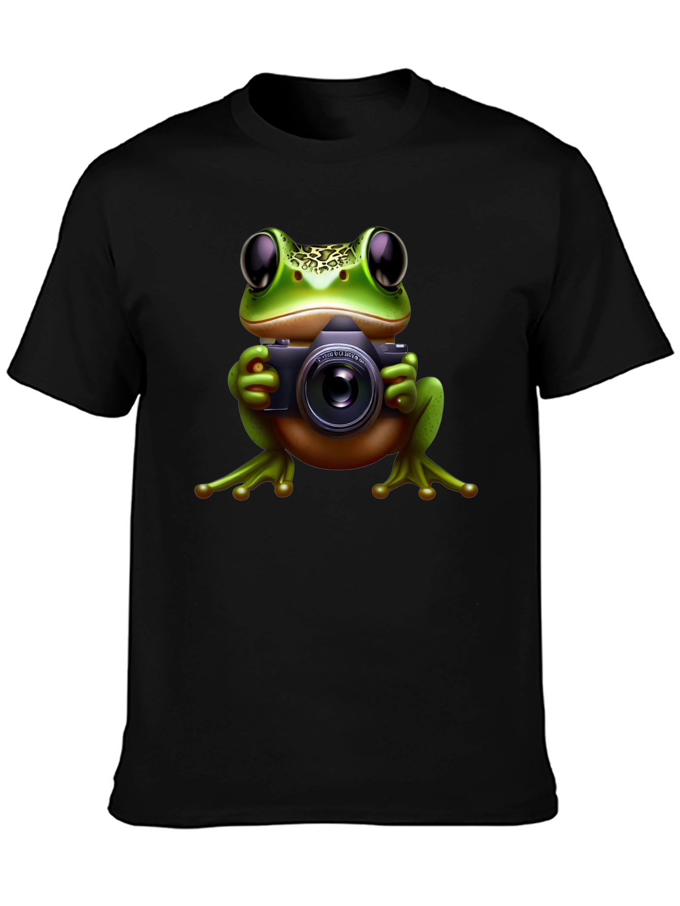 Frog Photographer Black T-Shirt