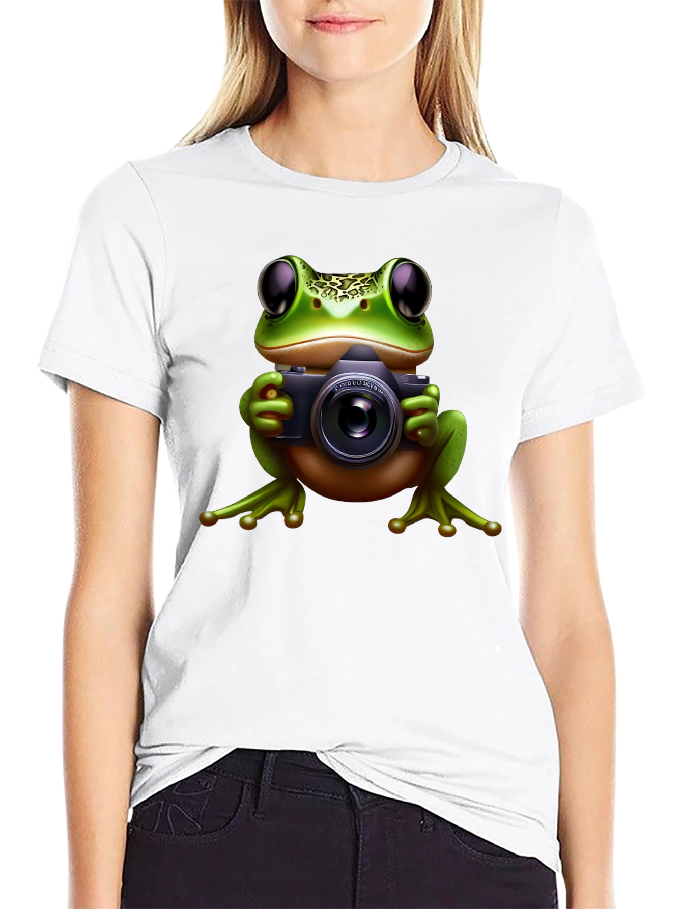 Frog Photographer Black T-Shirt