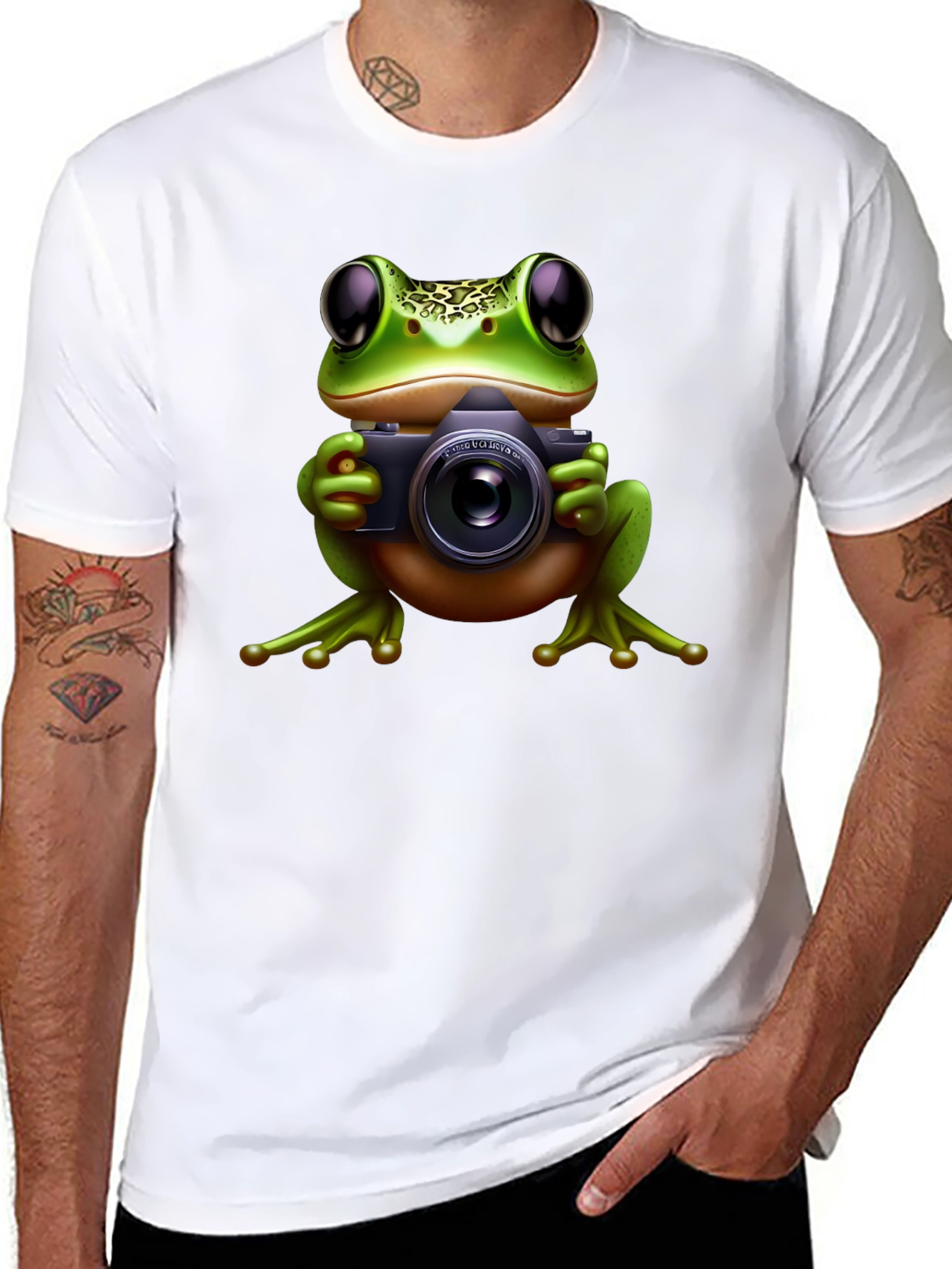 Frog Photographer Black T-Shirt