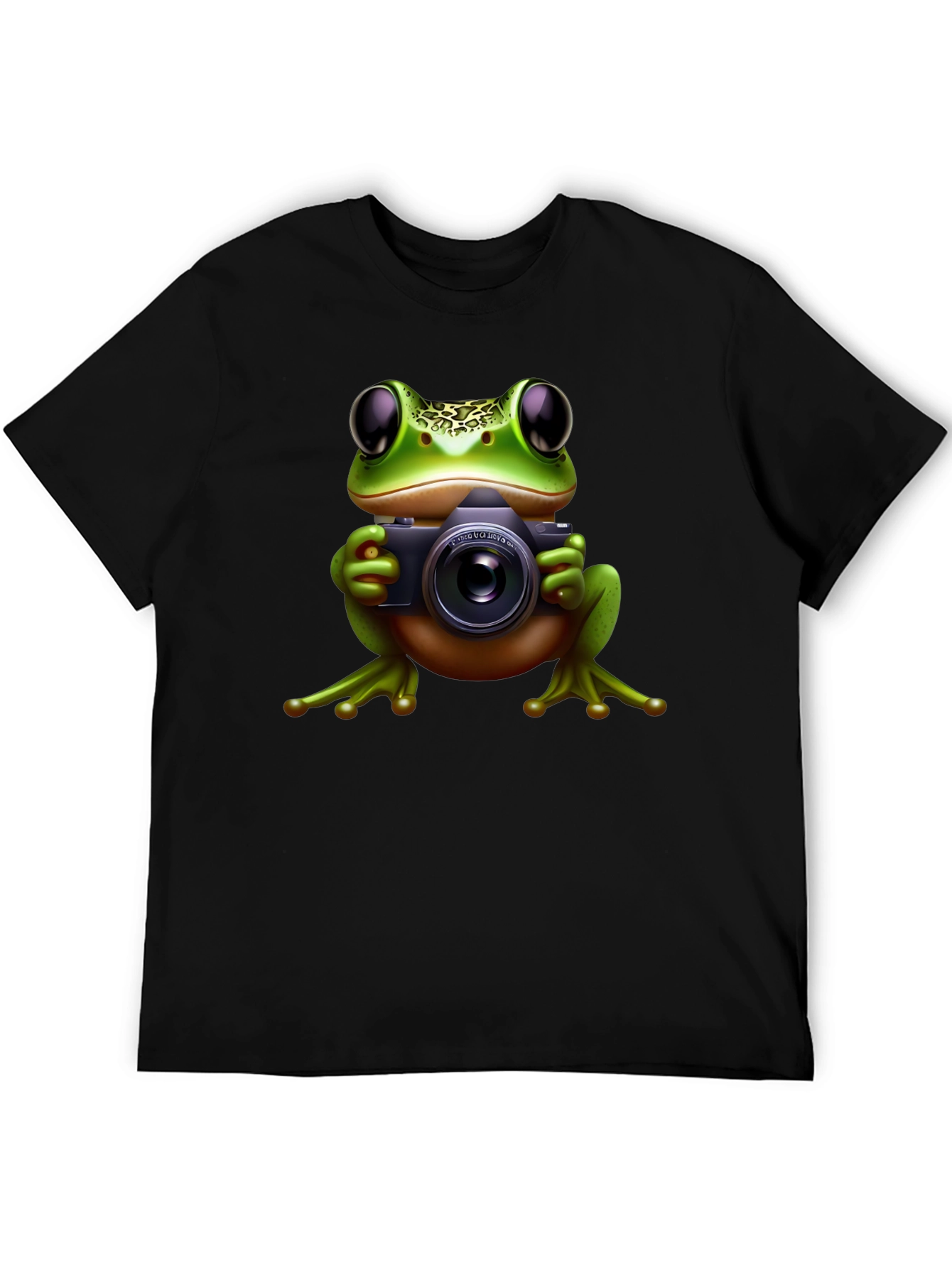 Frog Photographer Black T-Shirt