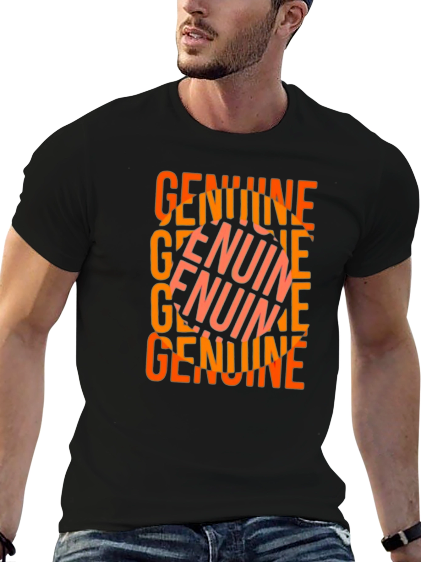 Genuine Word Art T-Shirt - Black