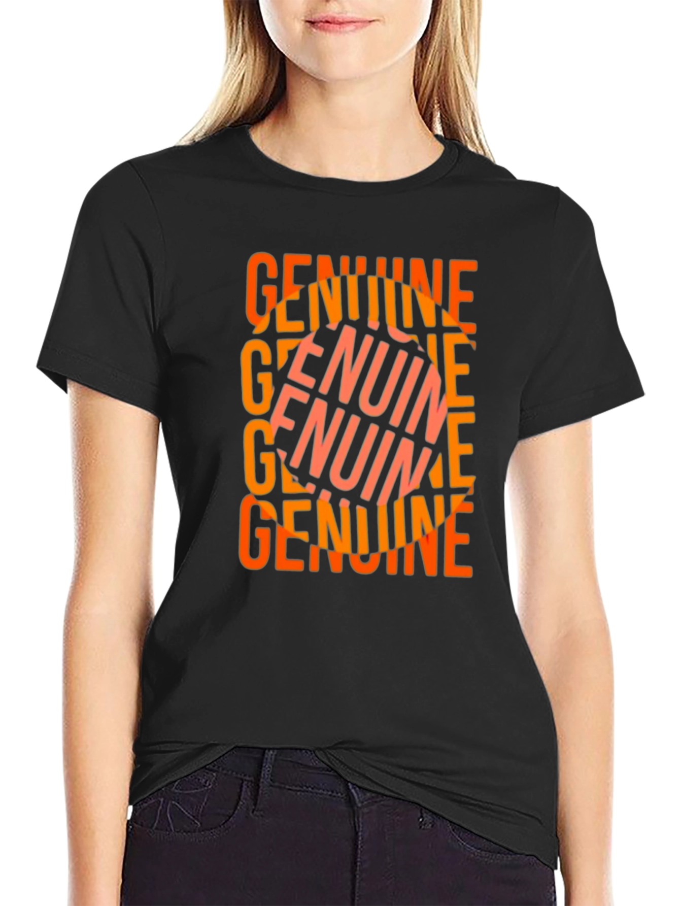 Genuine Word Art T-Shirt - Black