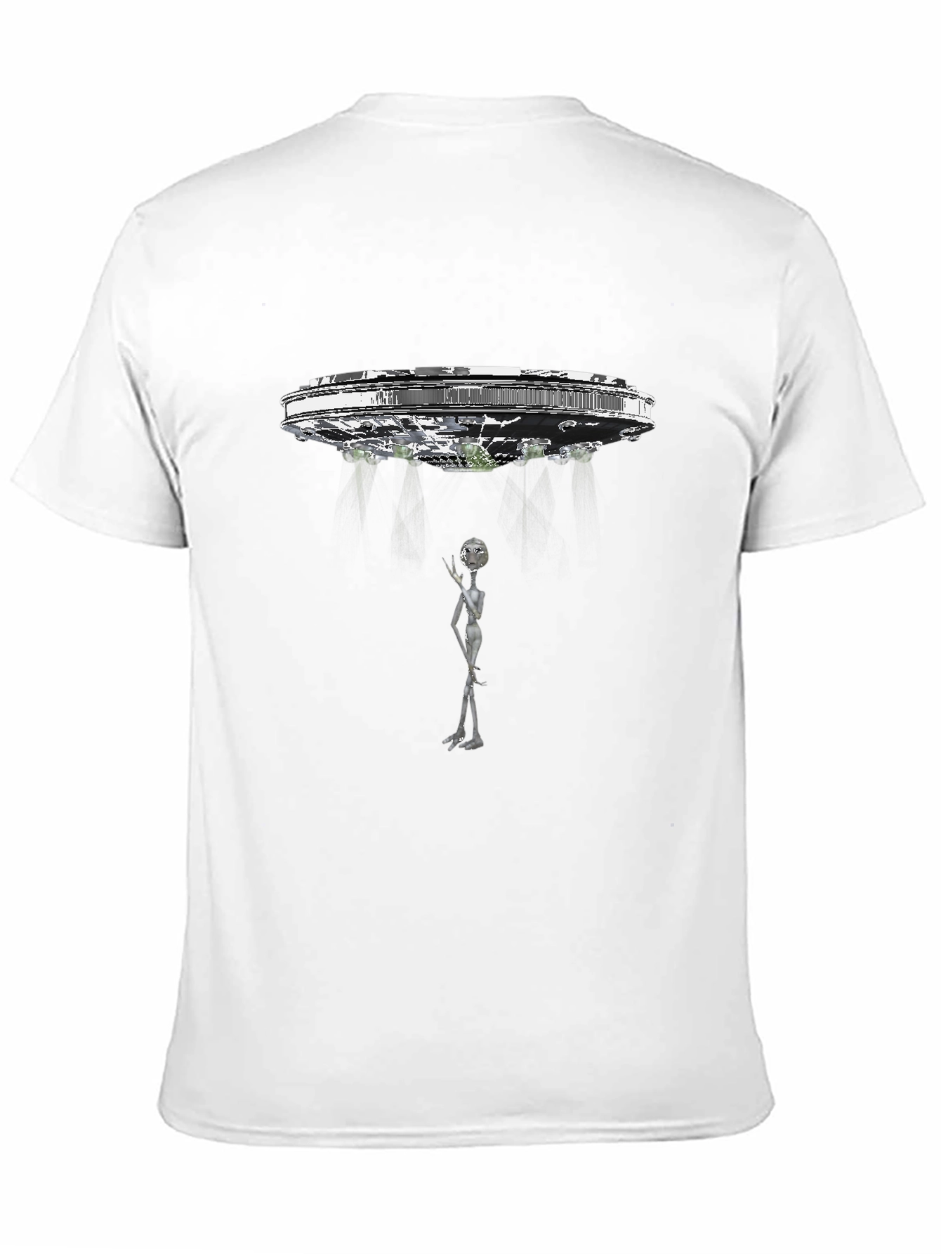 UFO Abduction Graphic Tee - Black Cotton T-Shirt