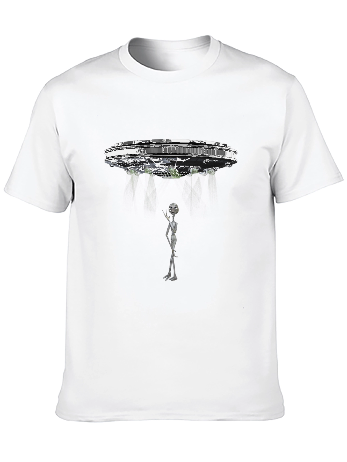 UFO Abduction Graphic Tee - Black Cotton T-Shirt