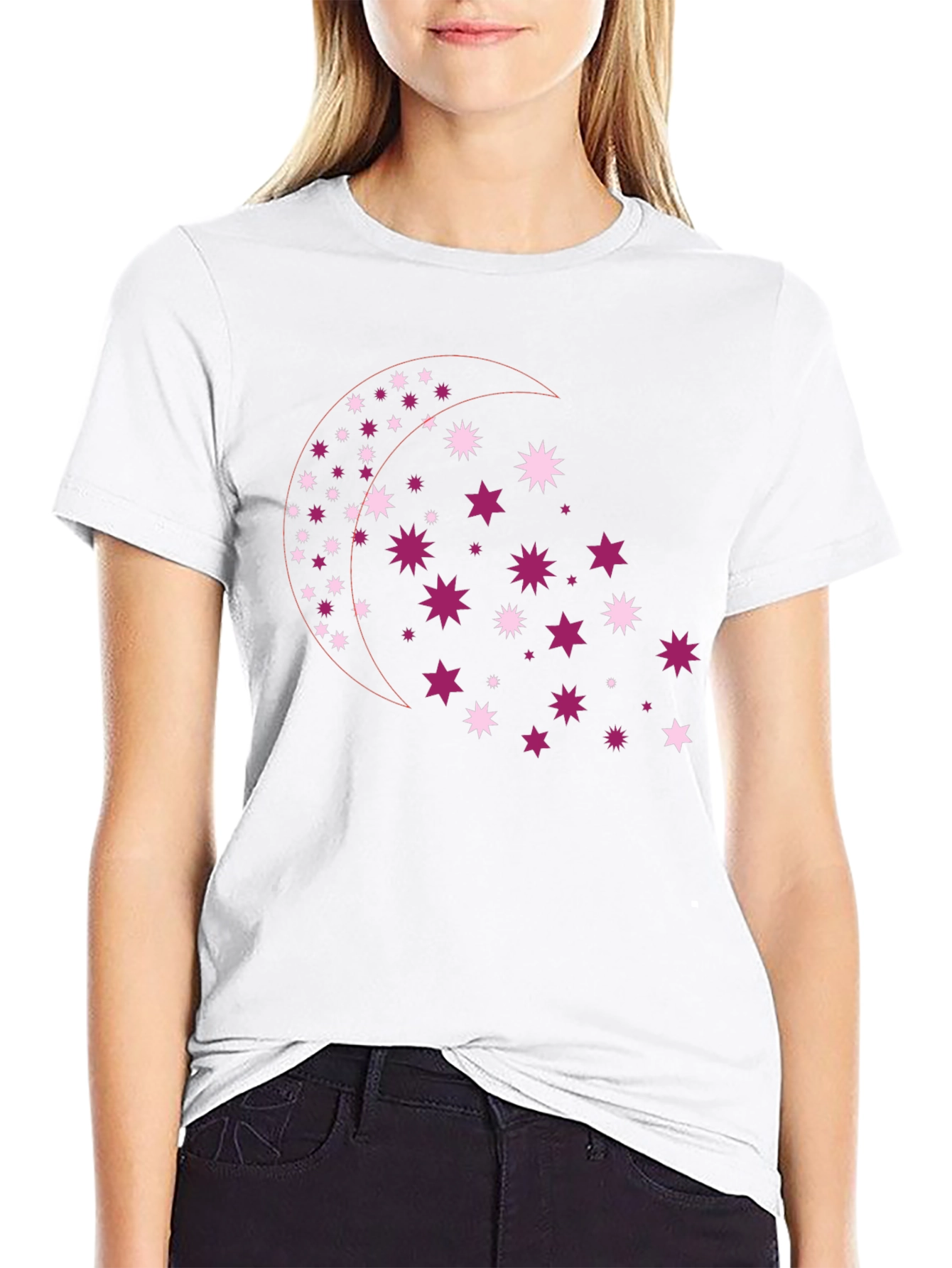 Celestial Star Moon Graphic Tee - Black