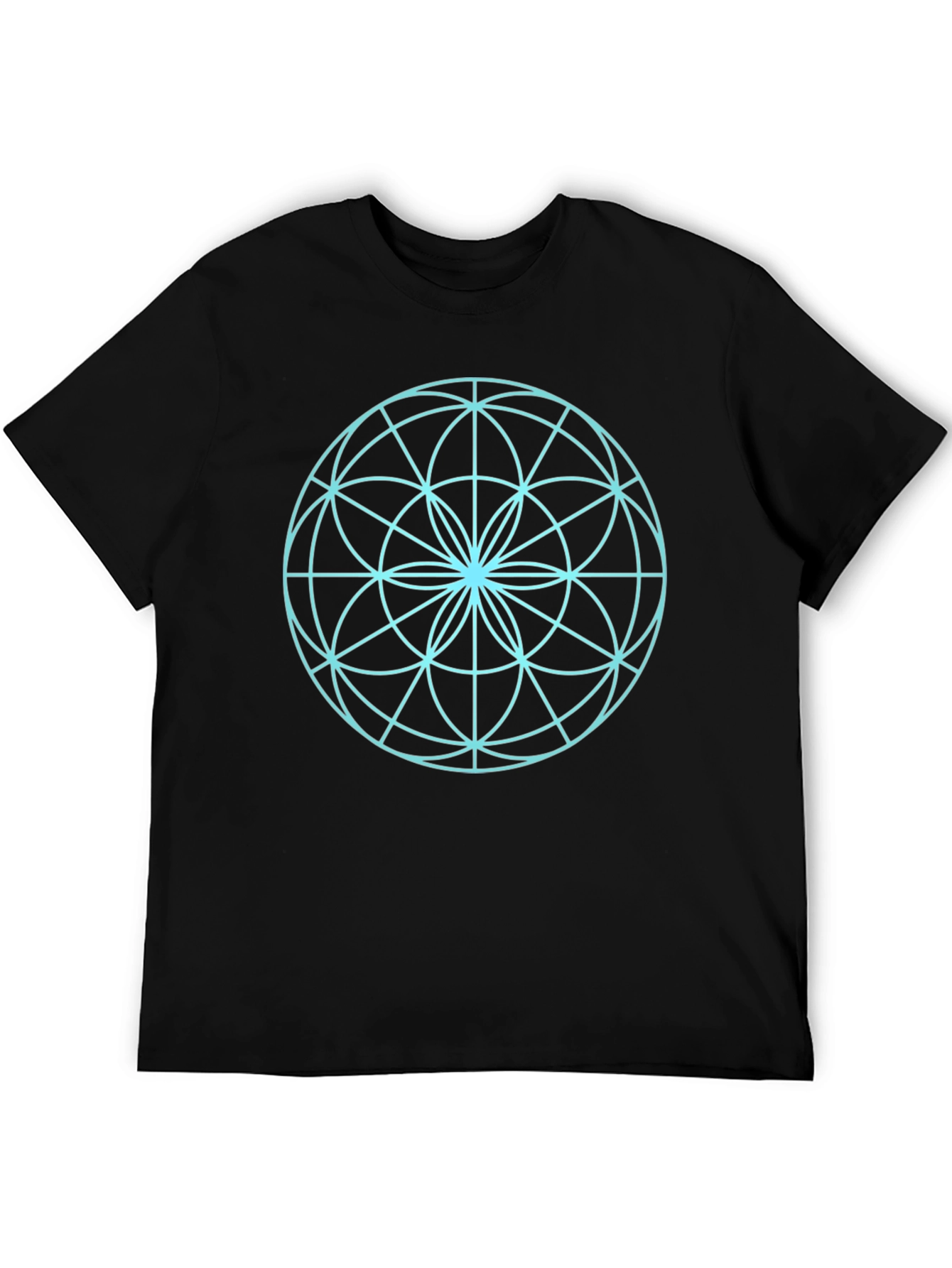 Geometric Circle Design Black T-Shirt