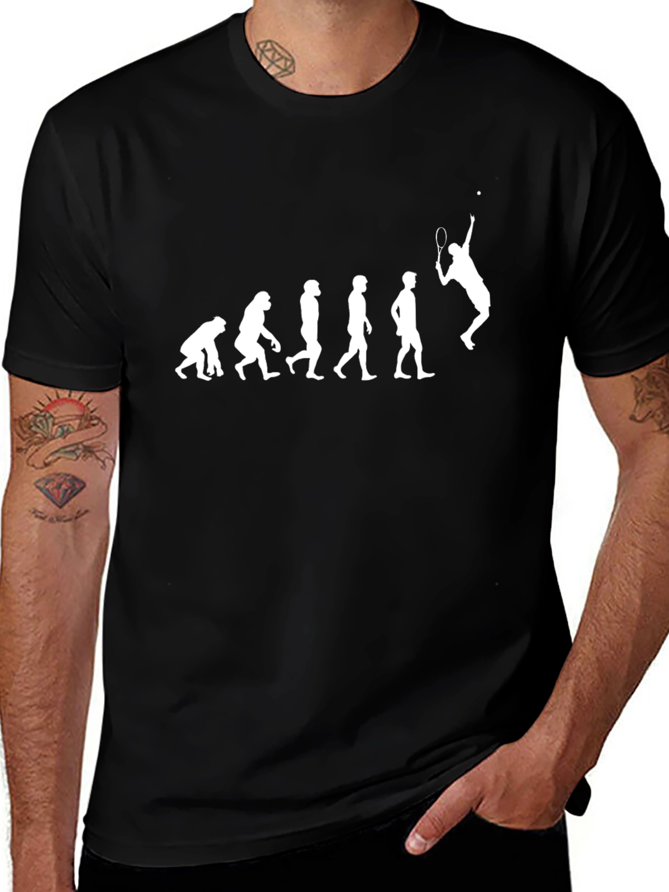 Tennis Evolution T-Shirt - Black Graphic Tee