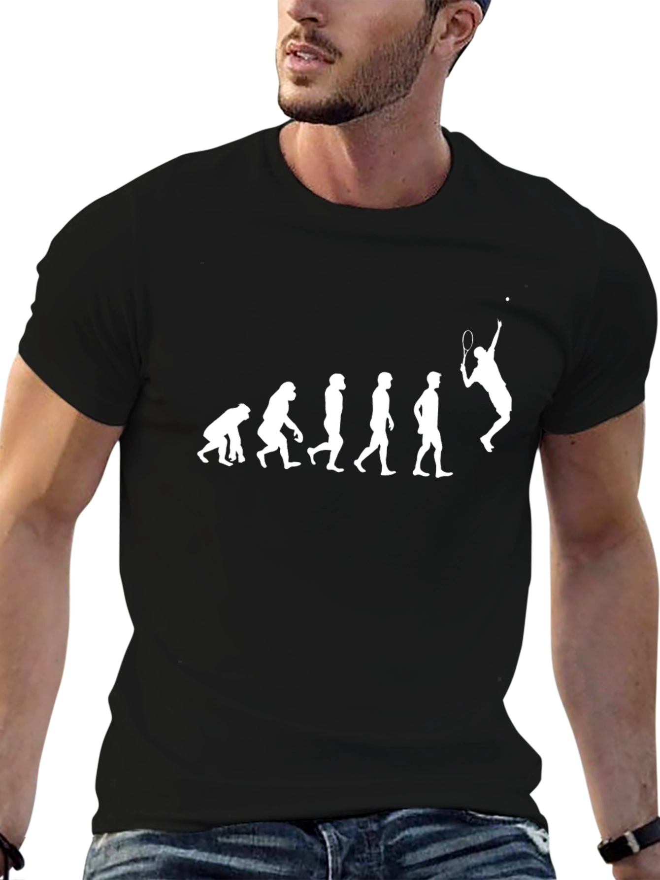 Tennis Evolution T-Shirt - Black Graphic Tee