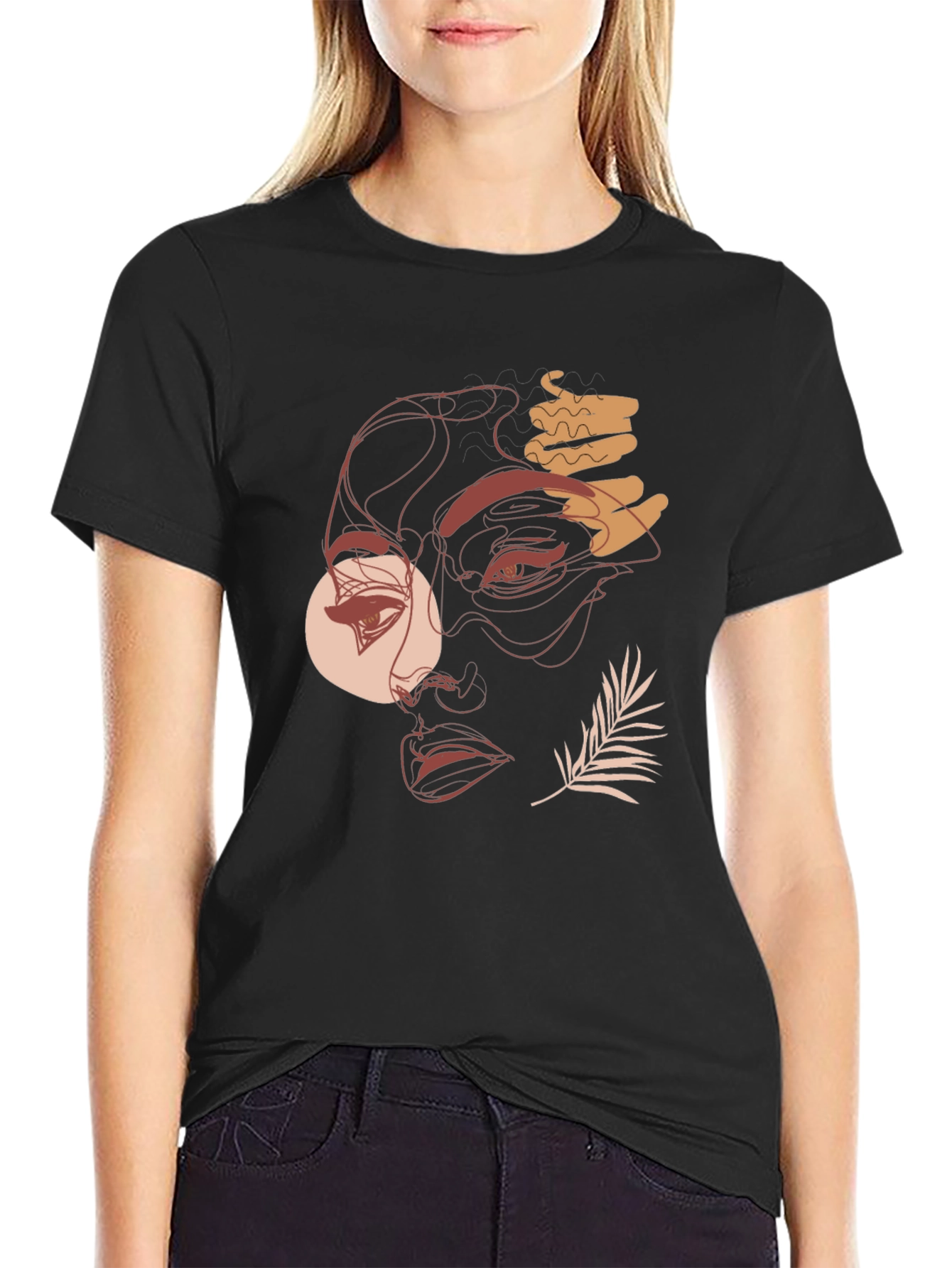 Abstract Face Graphic Tee - Modern Line Art T-Shirt