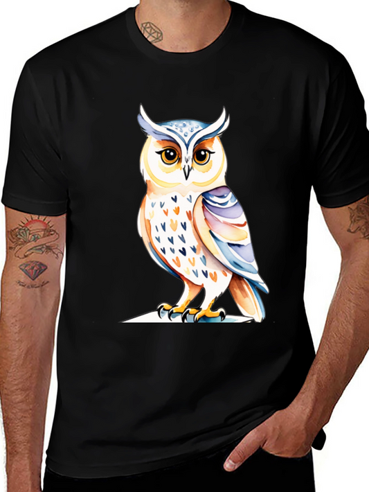 Black Owl Graphic Tee - Unique Bird Design