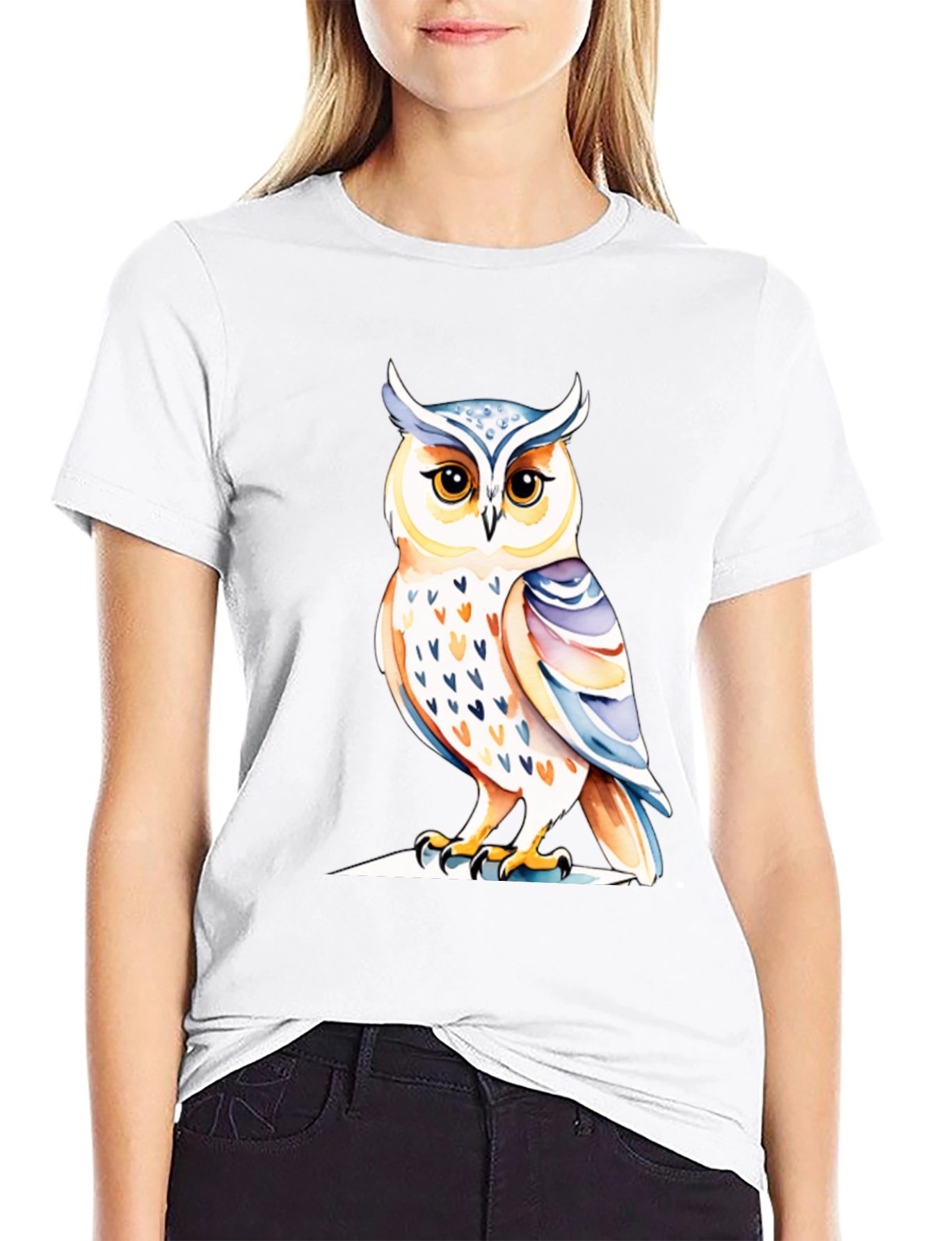 Black Owl Graphic Tee - Unique Bird Design