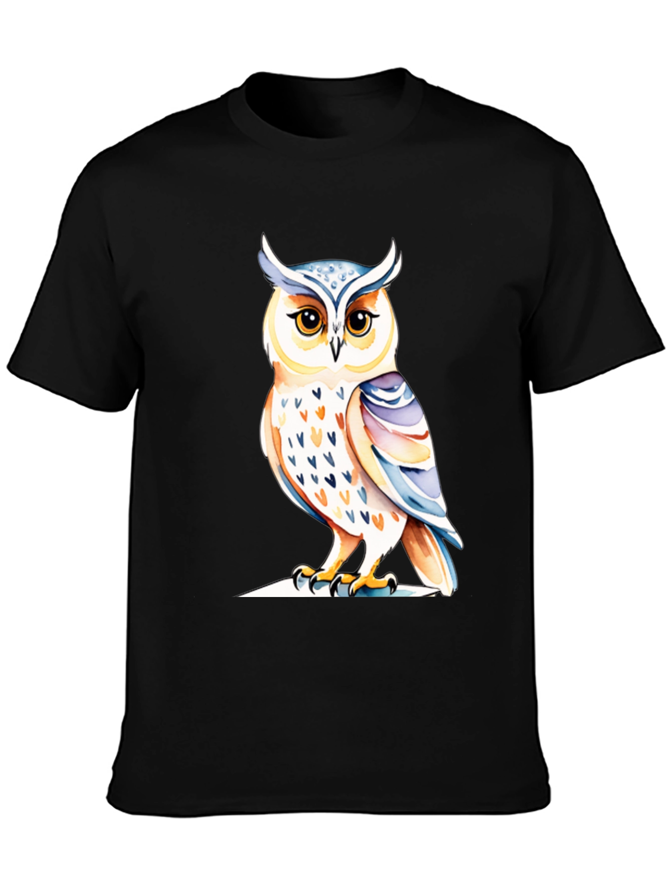 Black Owl Graphic Tee - Unique Bird Design