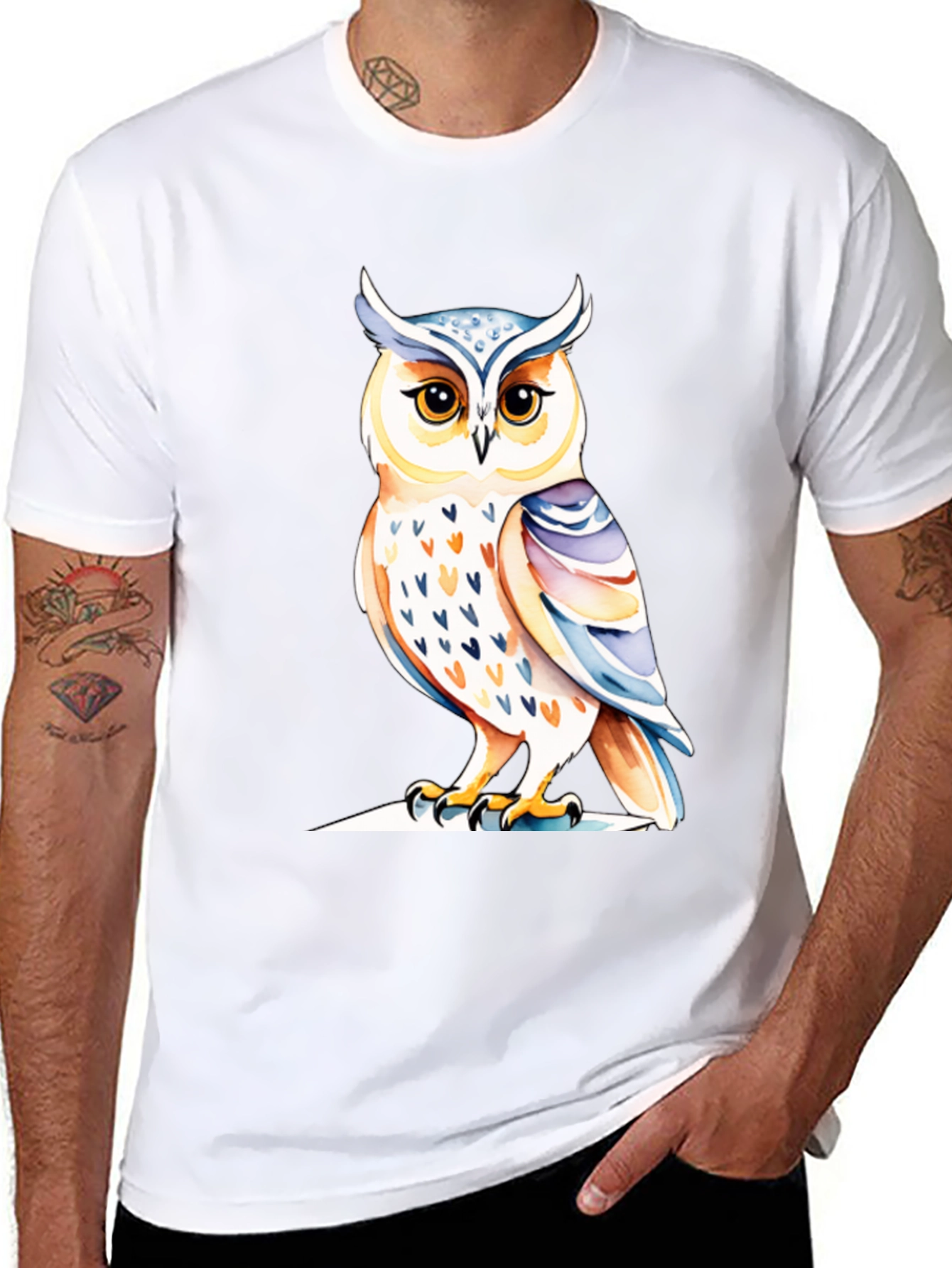 Black Owl Graphic Tee - Unique Bird Design