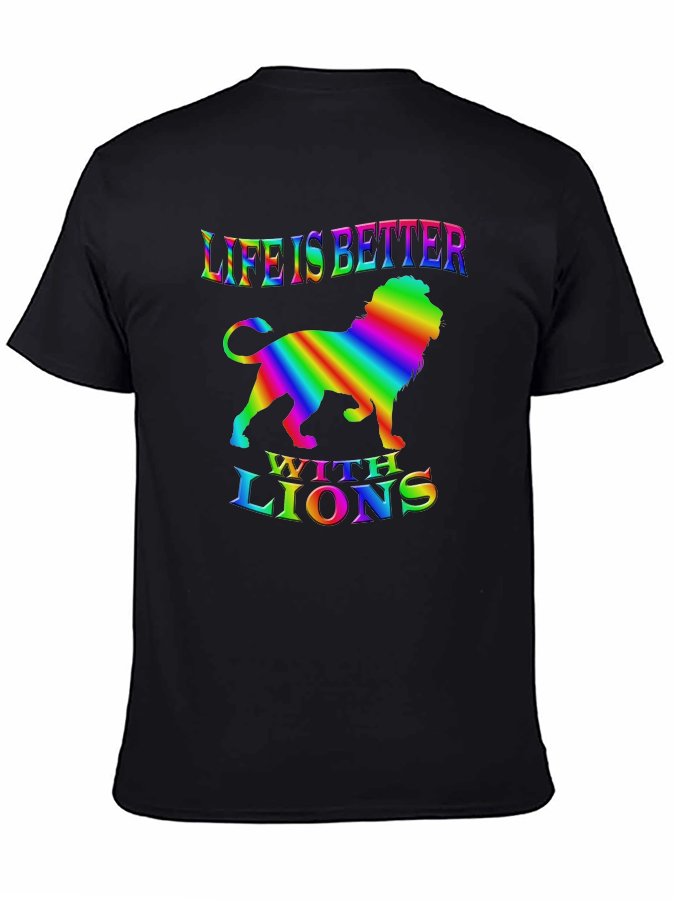 Life is Better with Lions Rainbow Graphic T-Shirt