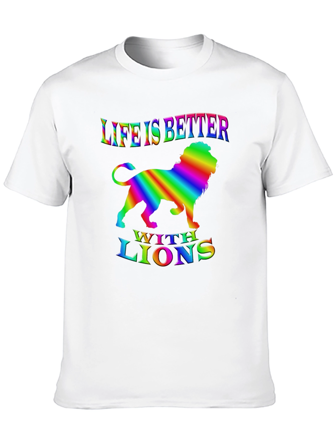 Life is Better with Lions Rainbow Graphic T-Shirt