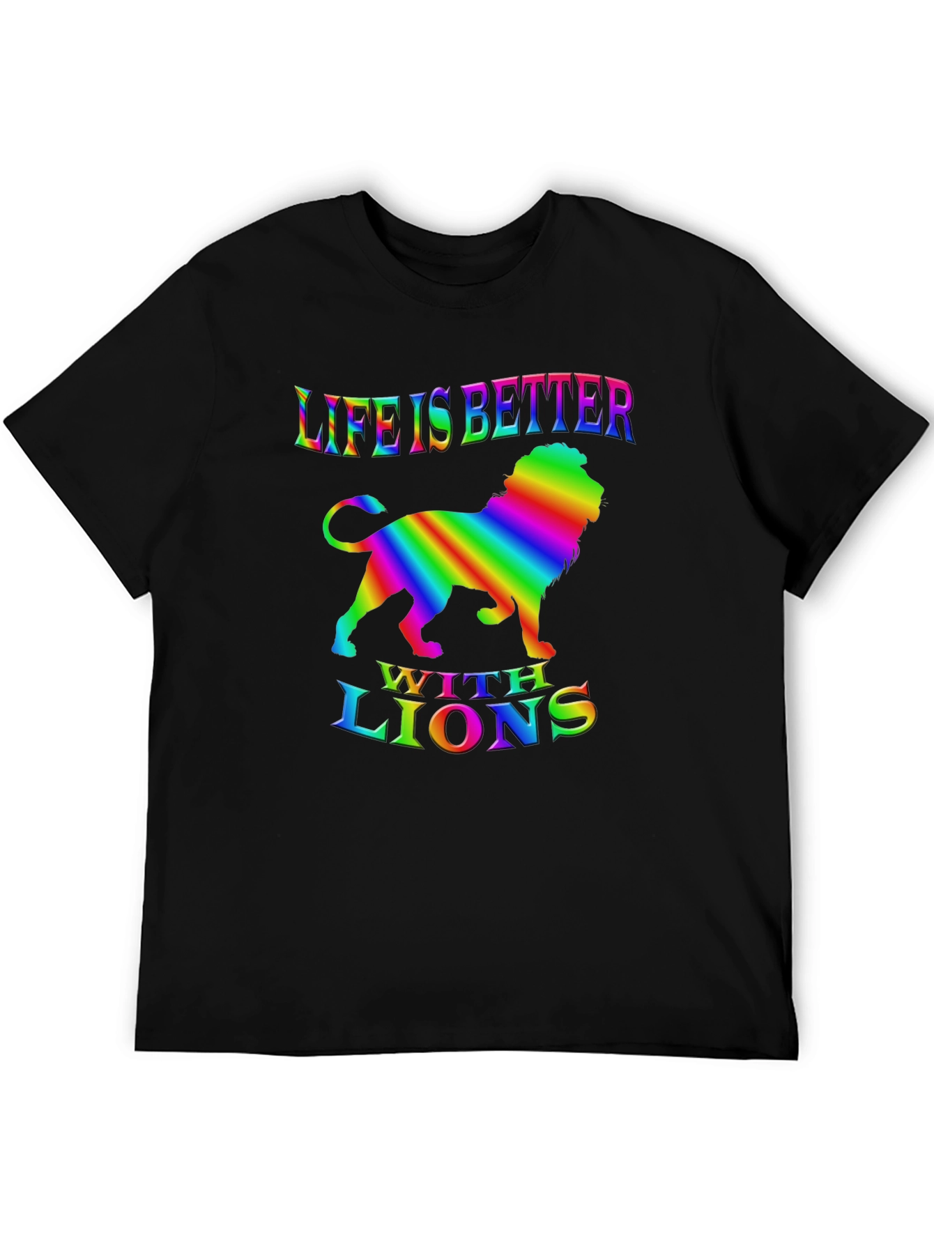 Life is Better with Lions Rainbow Graphic T-Shirt